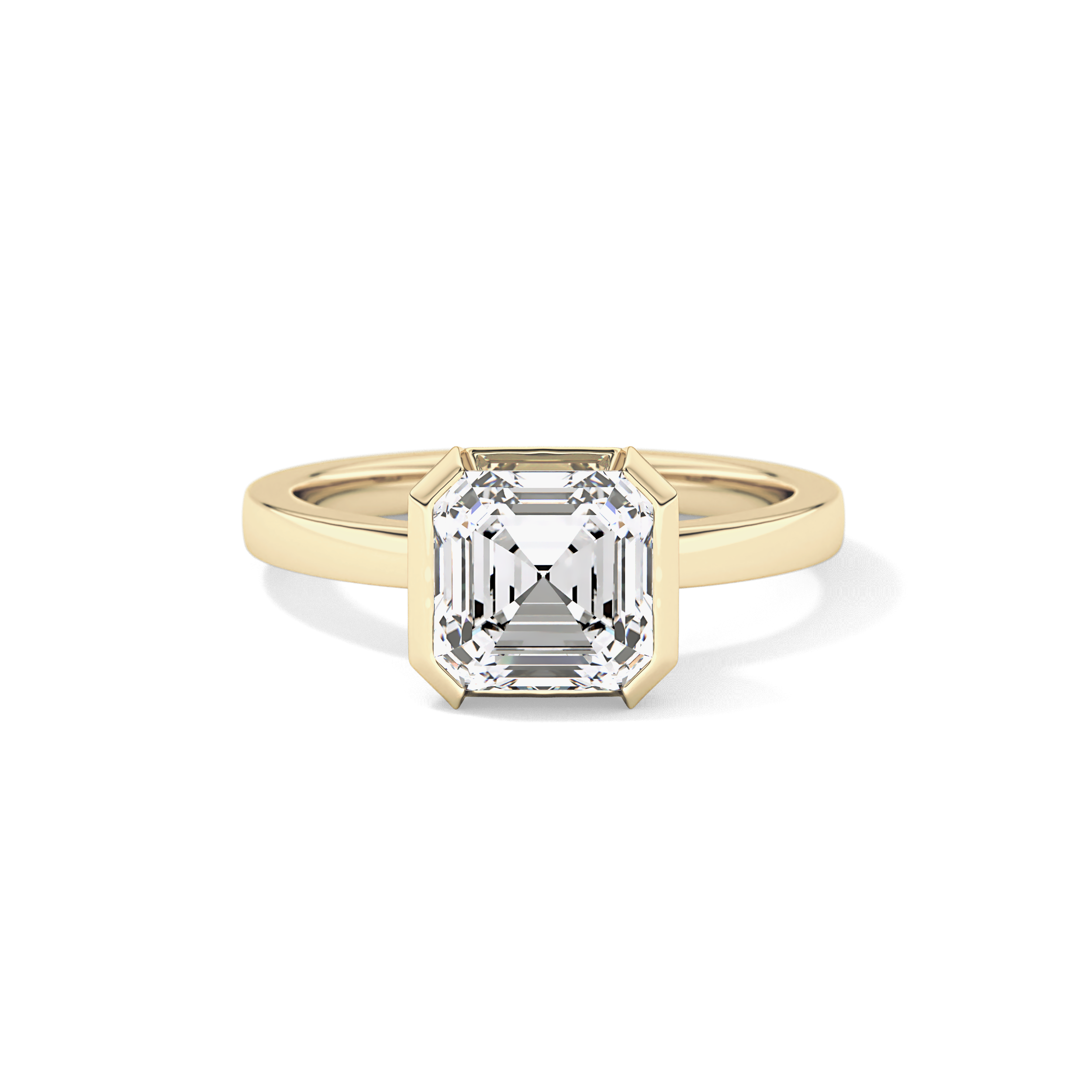 Asscher Half Bezel Lab Grown Diamond Engagement Ring