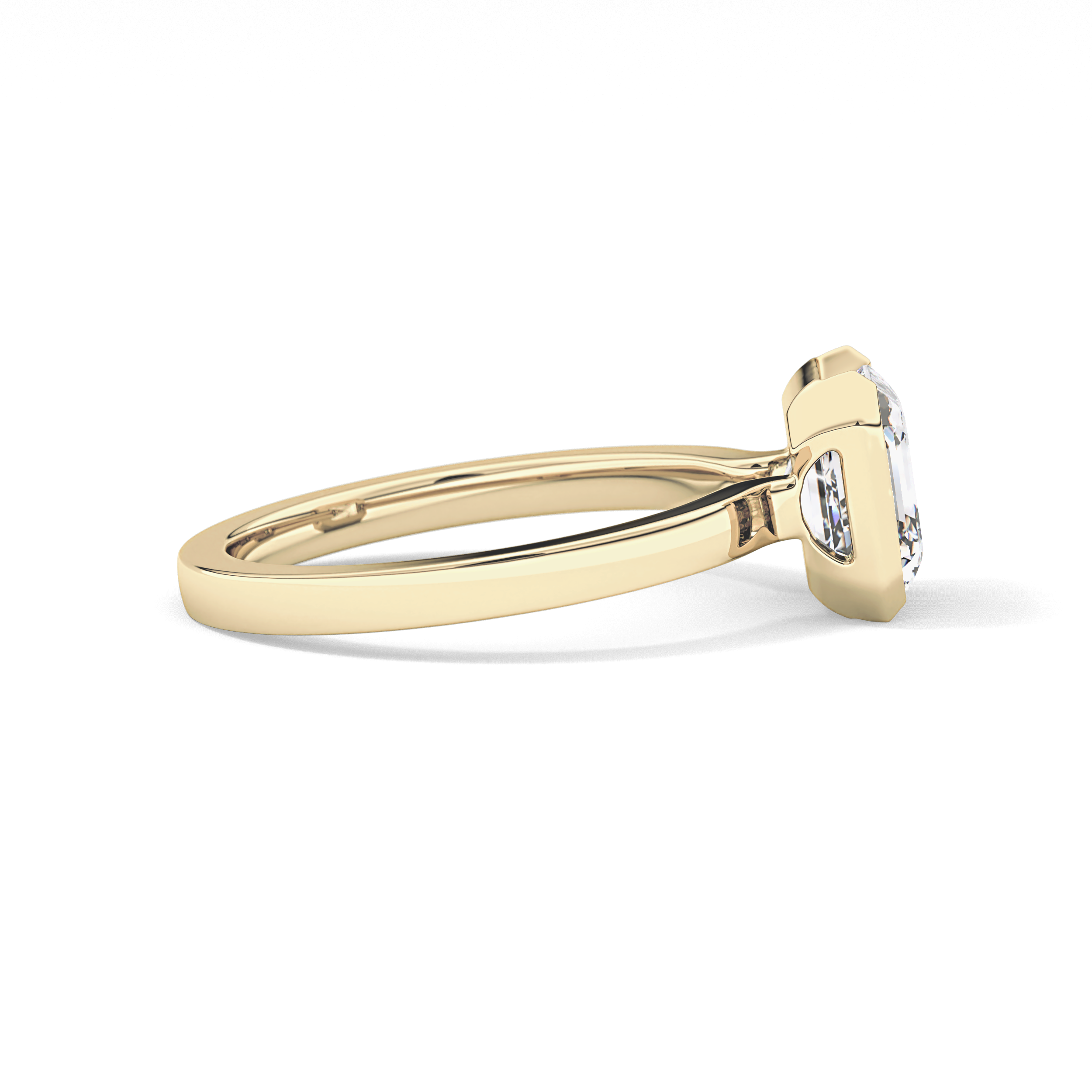 Asscher Half Bezel Lab Grown Diamond Engagement Ring