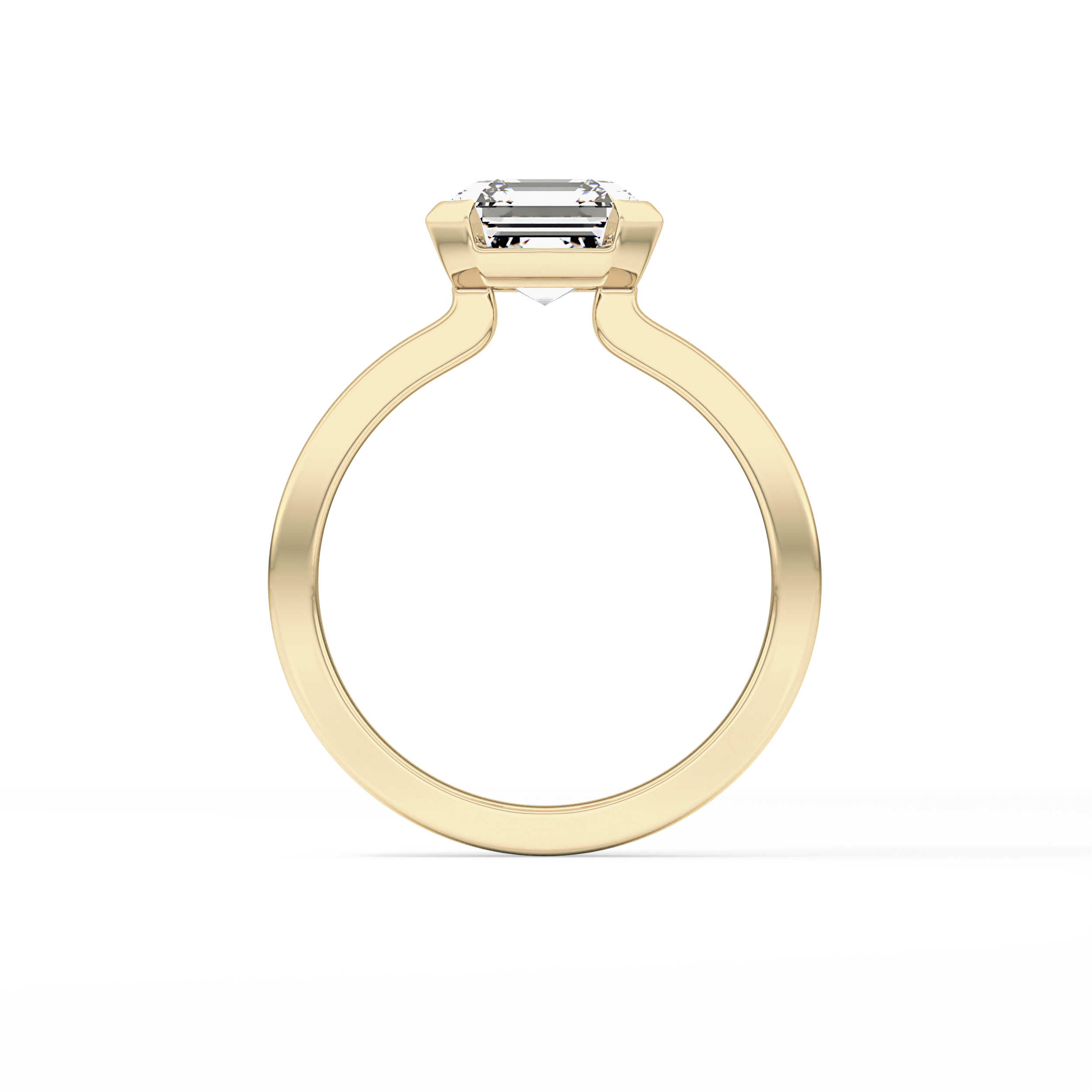 Asscher Half Bezel Lab Grown Diamond Engagement Ring