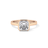 Asscher Half Bezel Lab Grown Diamond Engagement Ring
