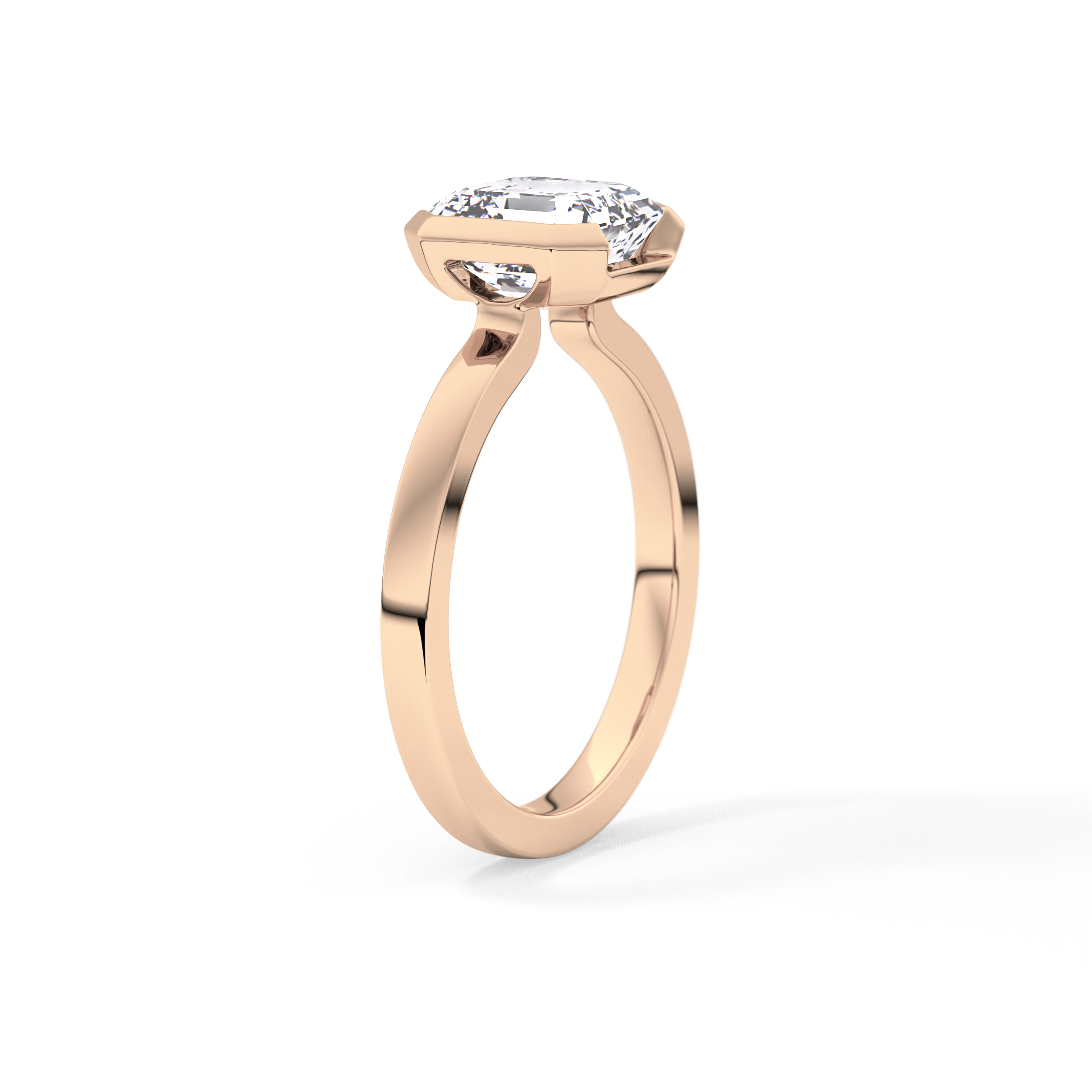 Asscher Half Bezel Lab Grown Diamond Engagement Ring