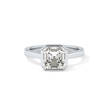 Asscher Half Bezel Lab Grown Diamond Engagement Ring