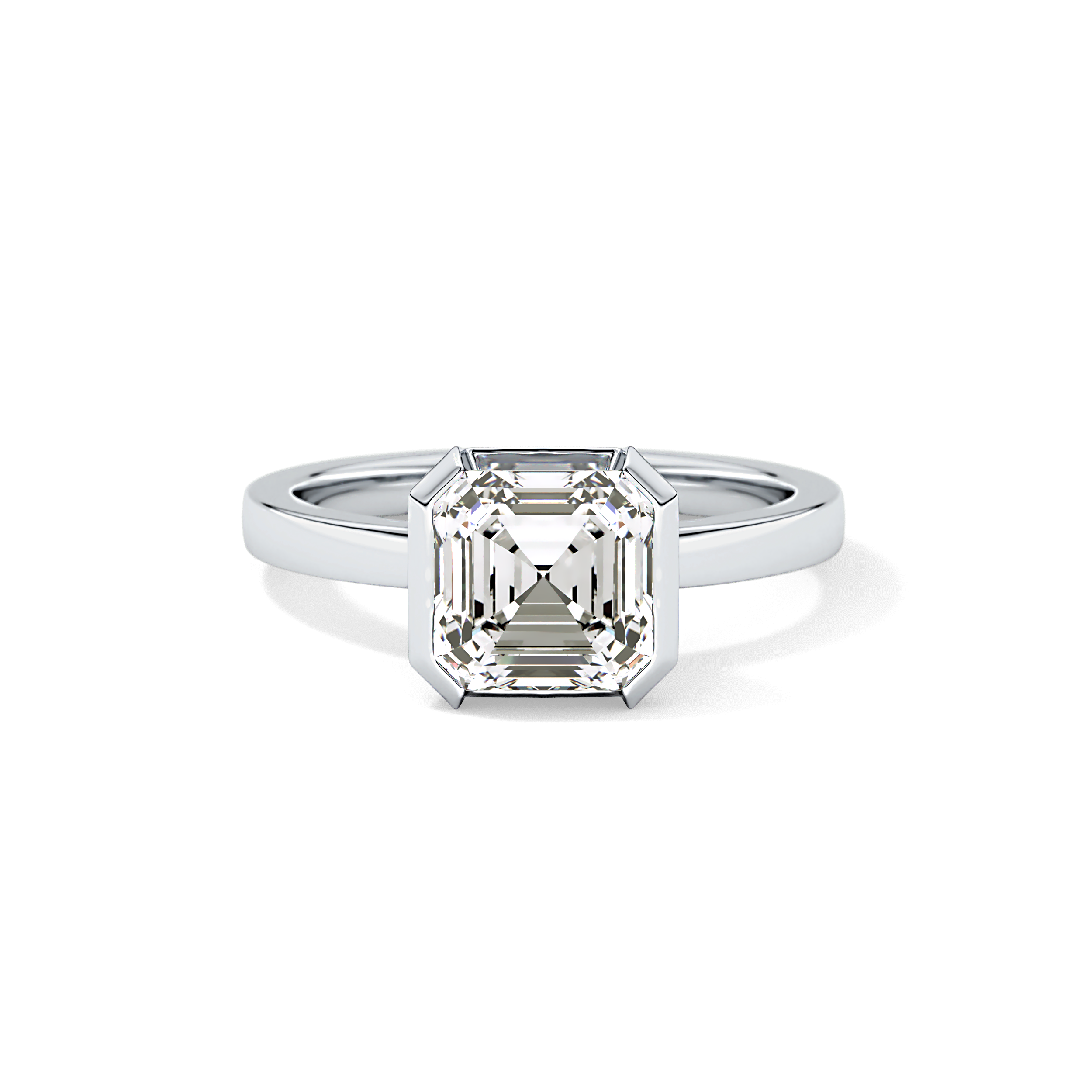 Asscher Half Bezel Lab Grown Diamond Engagement Ring