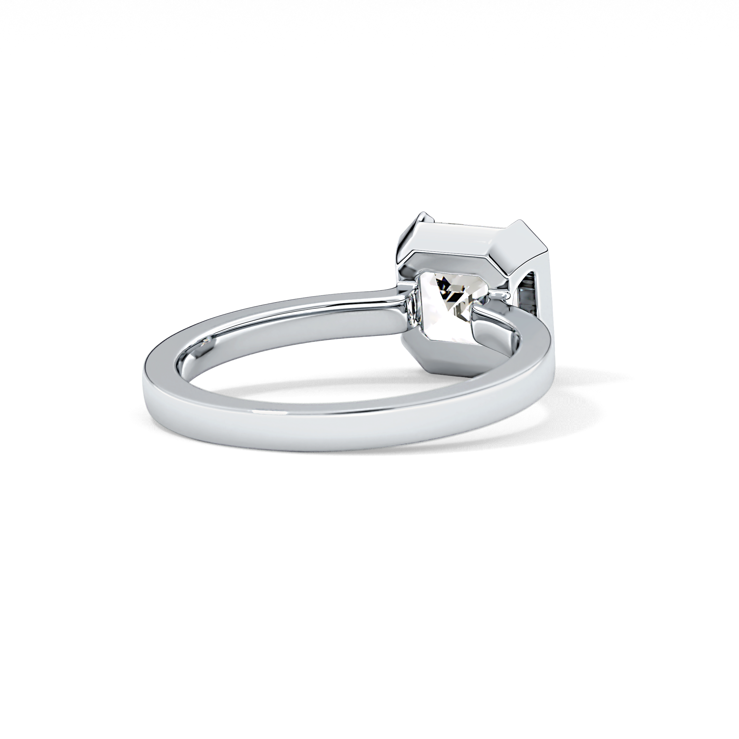 Asscher Half Bezel Lab Grown Diamond Engagement Ring