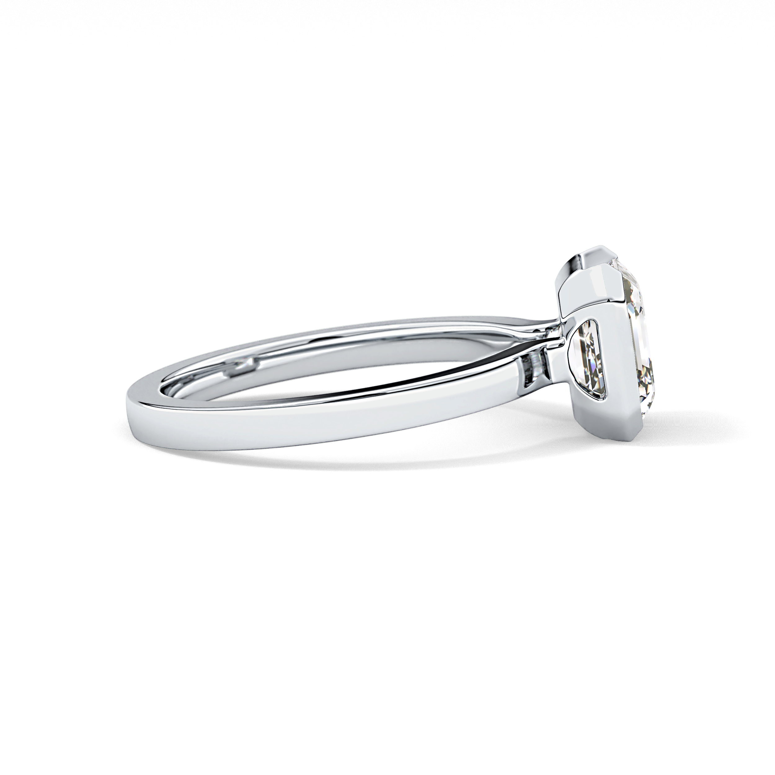 Asscher Half Bezel Lab Grown Diamond Engagement Ring