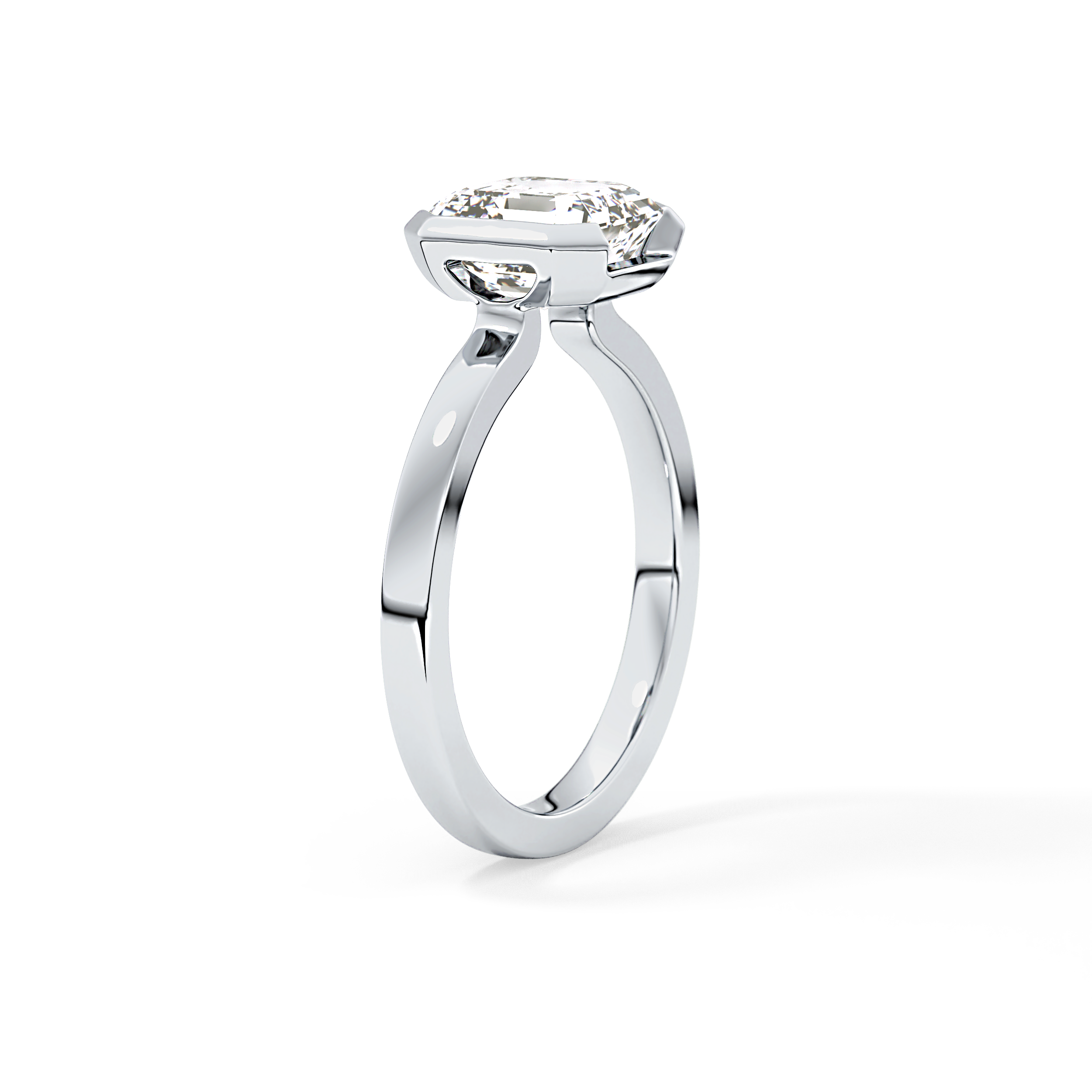Asscher Half Bezel Lab Grown Diamond Engagement Ring