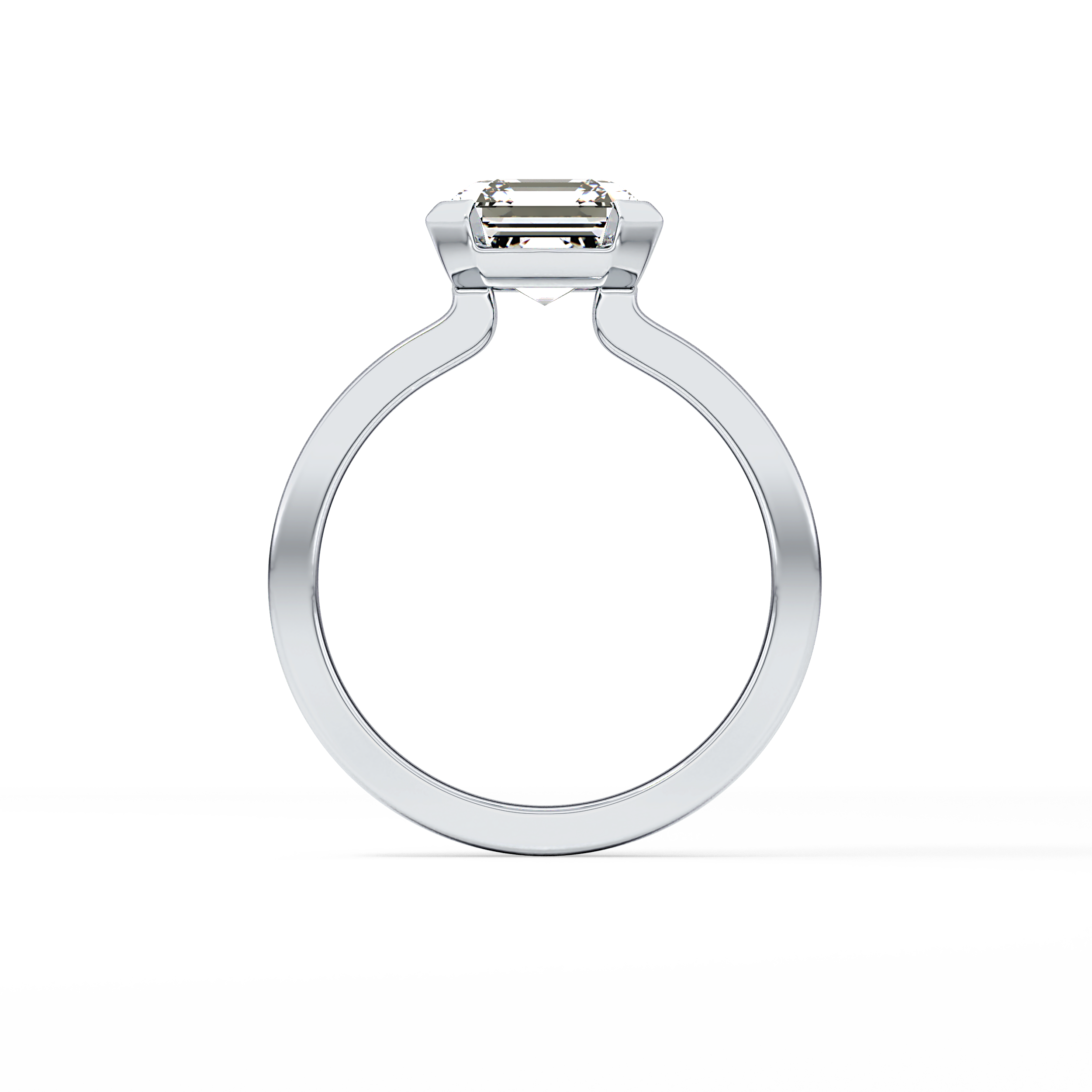 Asscher Half Bezel Lab Grown Diamond Engagement Ring
