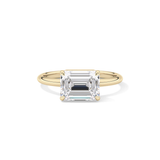 East West Emerald Solitaire Lab Grown Diamond Engagement Ring