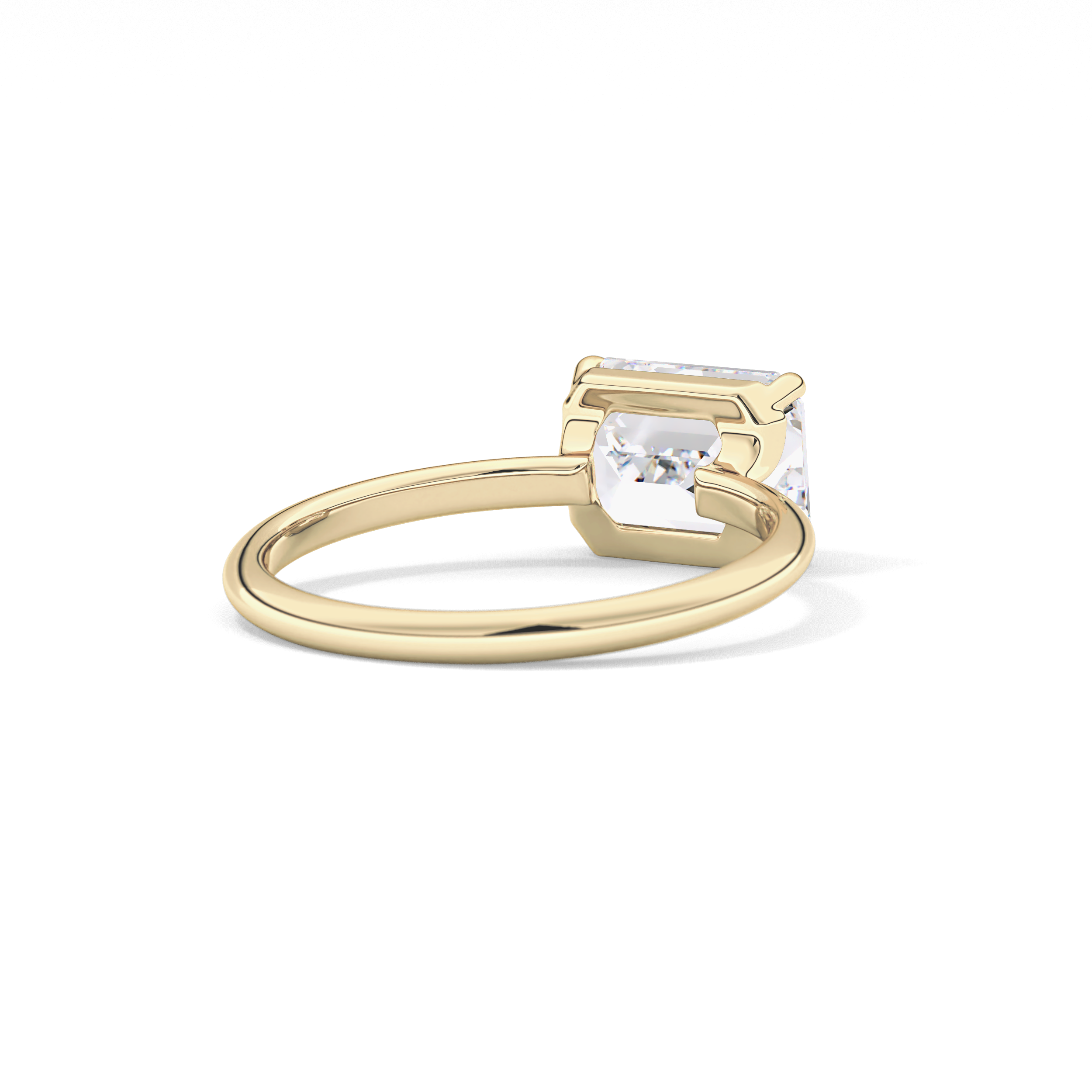 East West Emerald Solitaire Lab Grown Diamond Engagement Ring