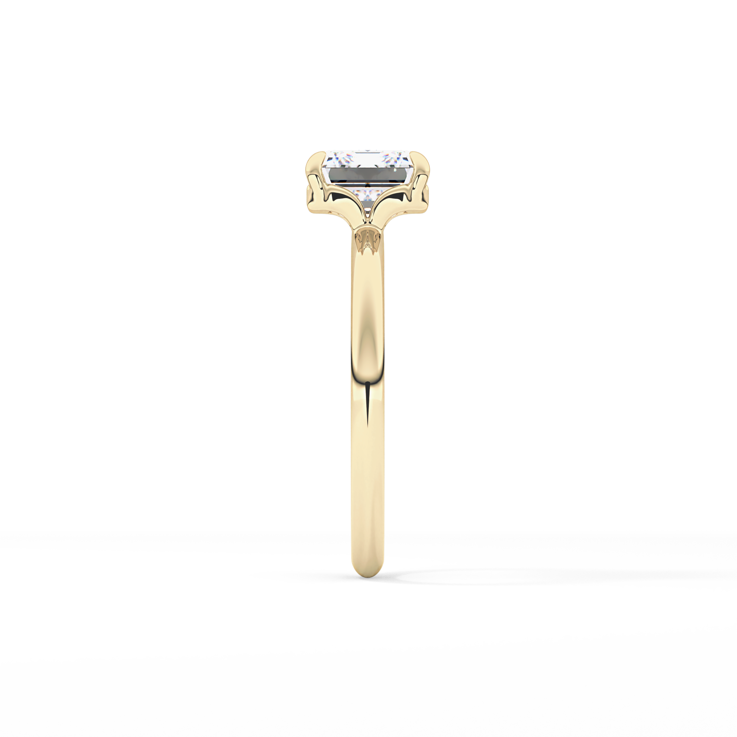 East West Emerald Solitaire Lab Grown Diamond Engagement Ring