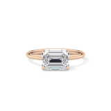 East West Emerald Solitaire Lab Grown Diamond Engagement Ring