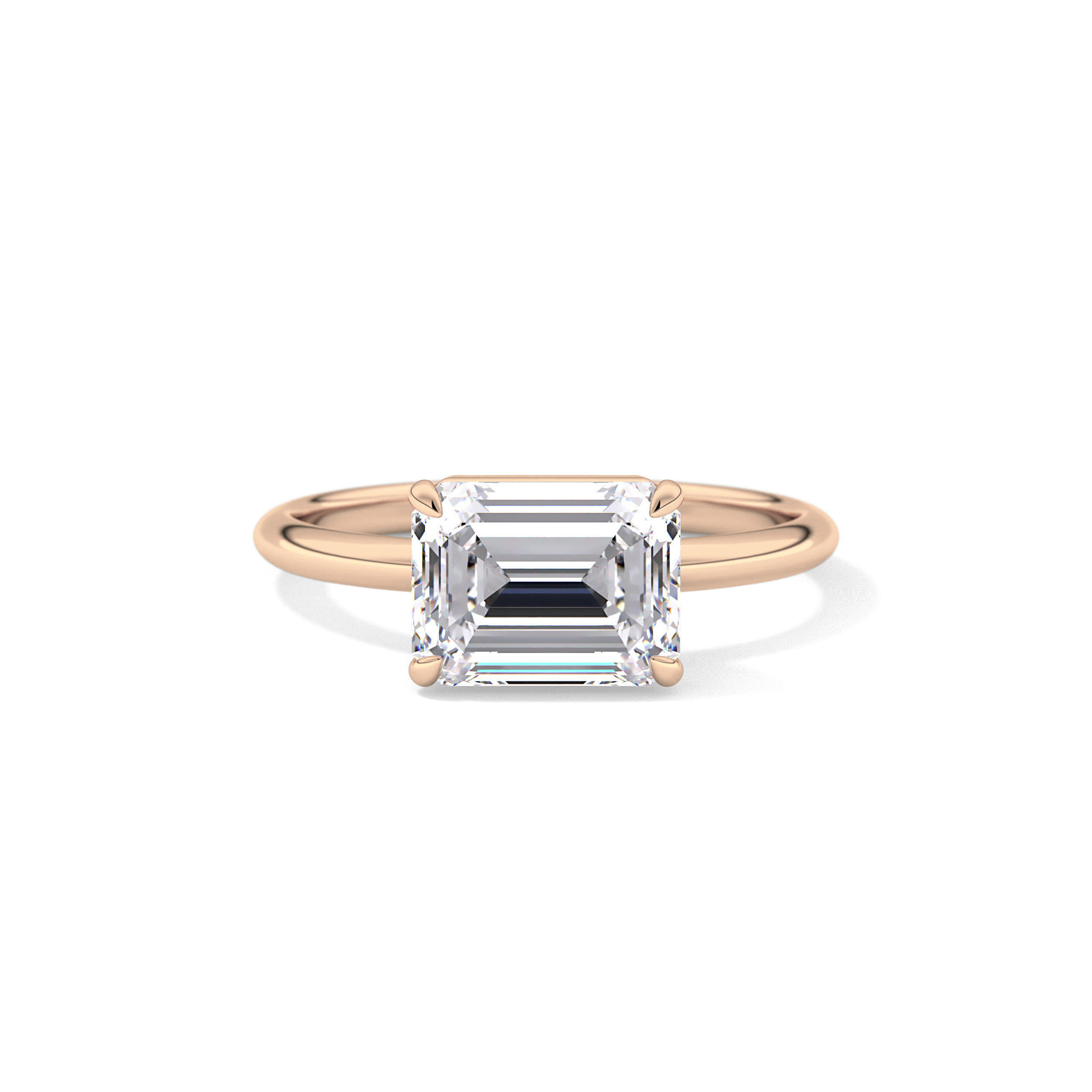 East West Emerald Solitaire Lab Grown Diamond Engagement Ring