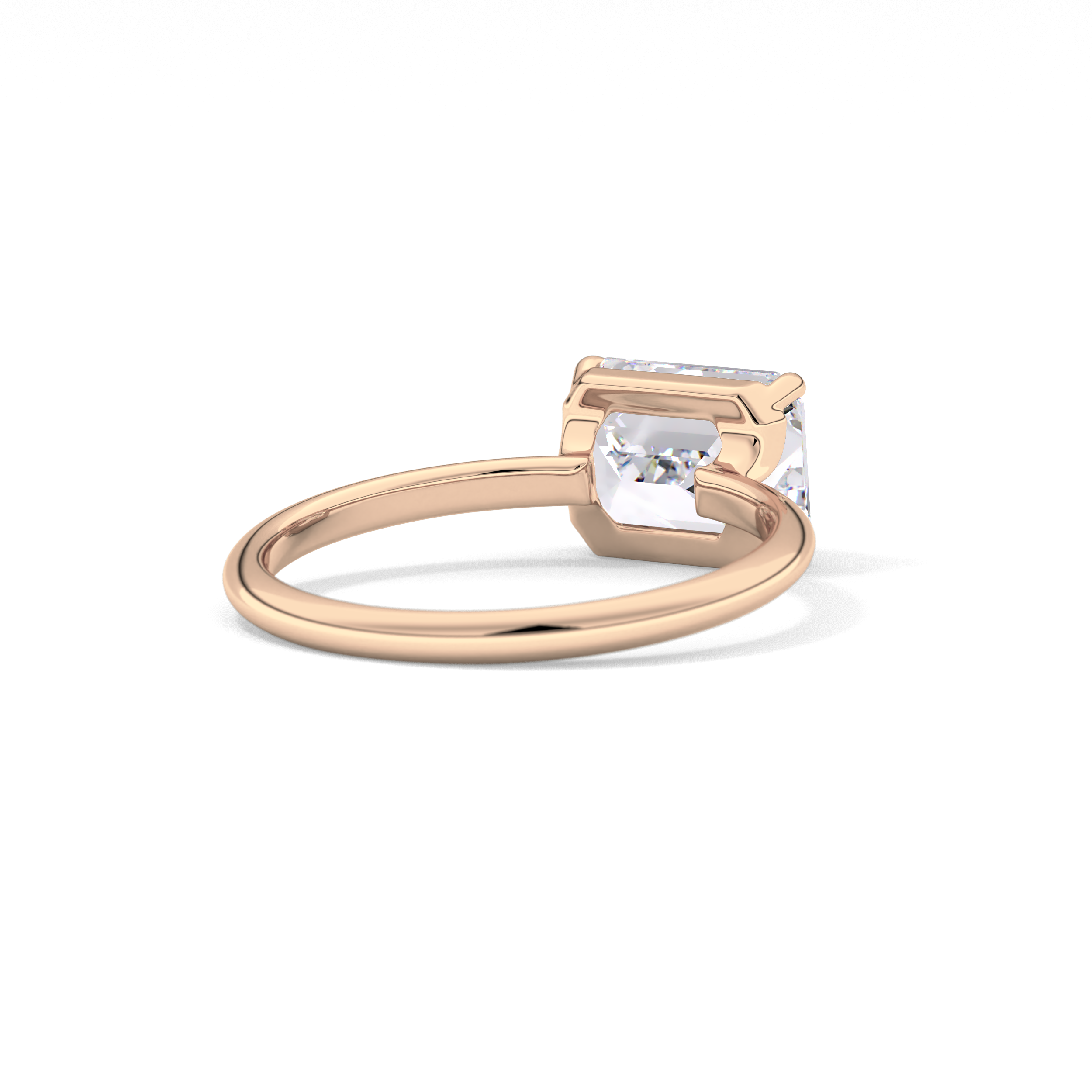 East West Emerald Solitaire Lab Grown Diamond Engagement Ring