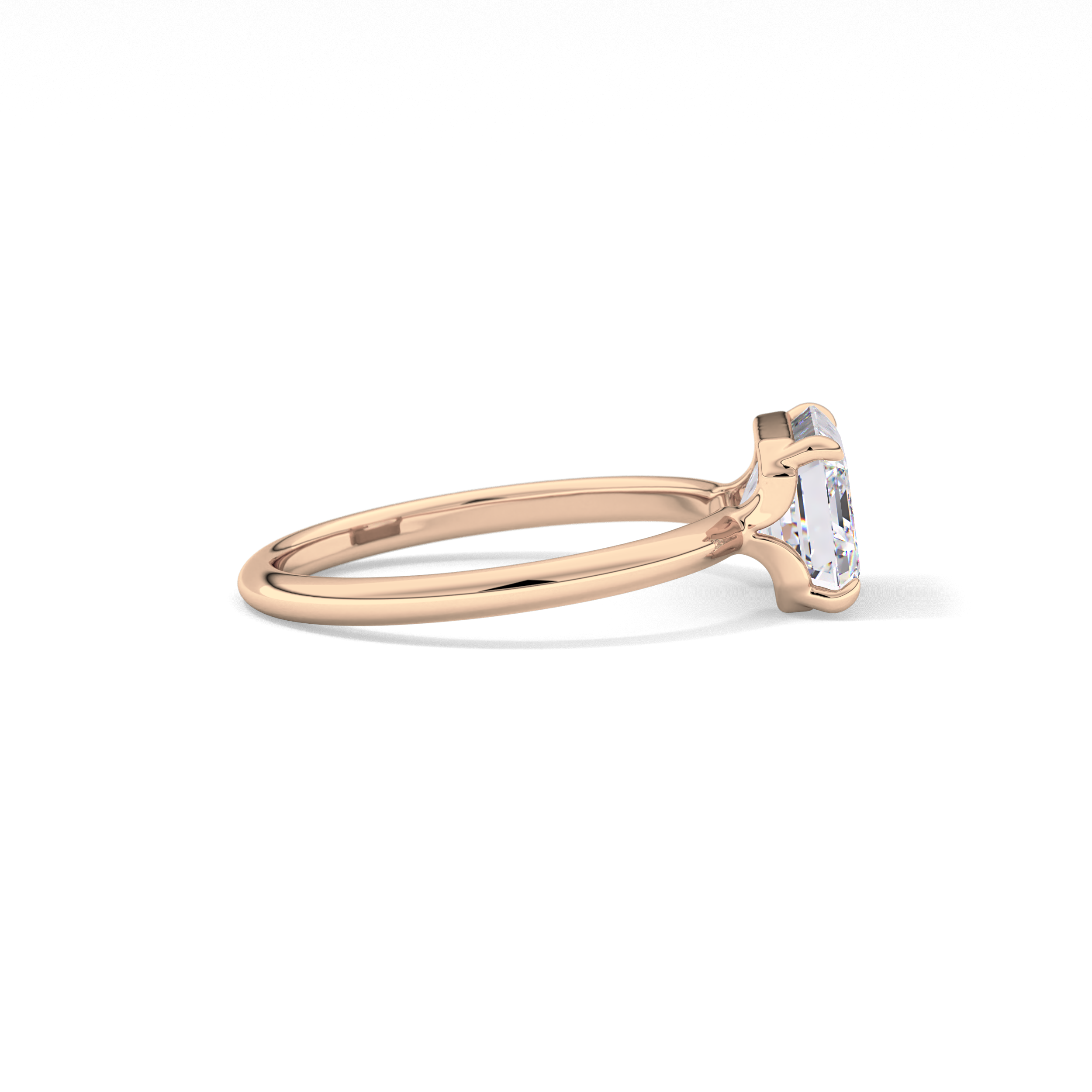 East West Emerald Solitaire Lab Grown Diamond Engagement Ring