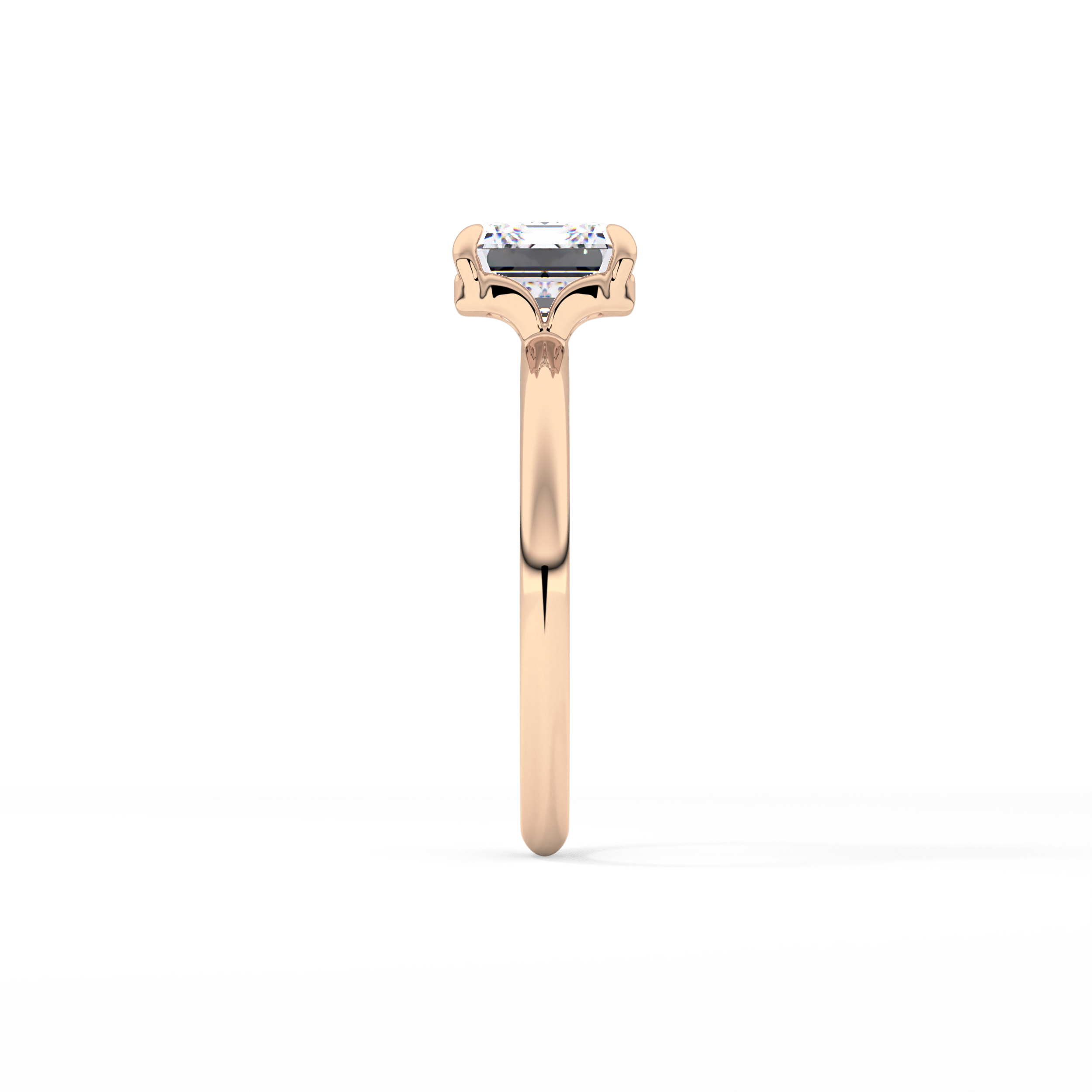 East West Emerald Solitaire Lab Grown Diamond Engagement Ring