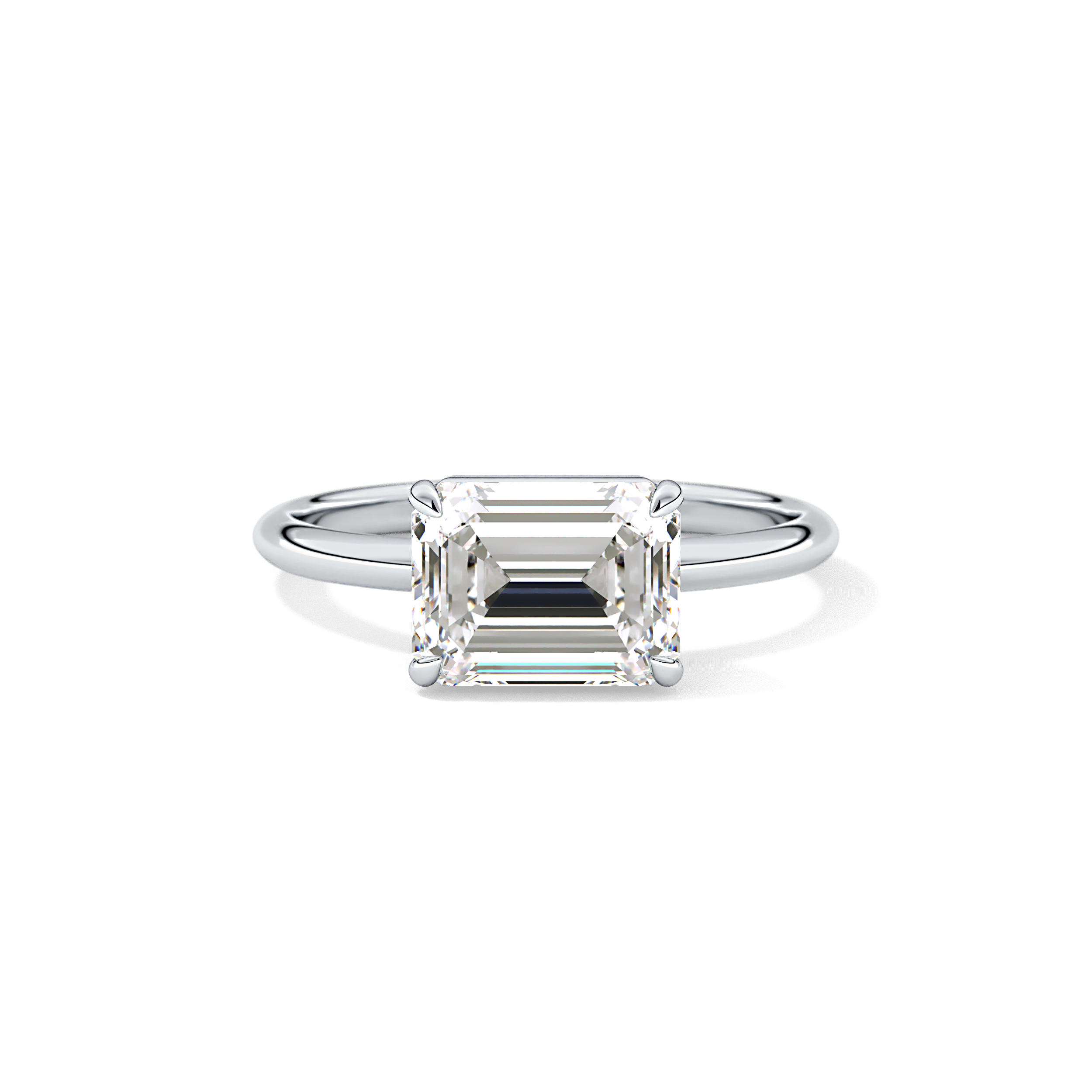 East West Emerald Solitaire Lab Grown Diamond Engagement Ring