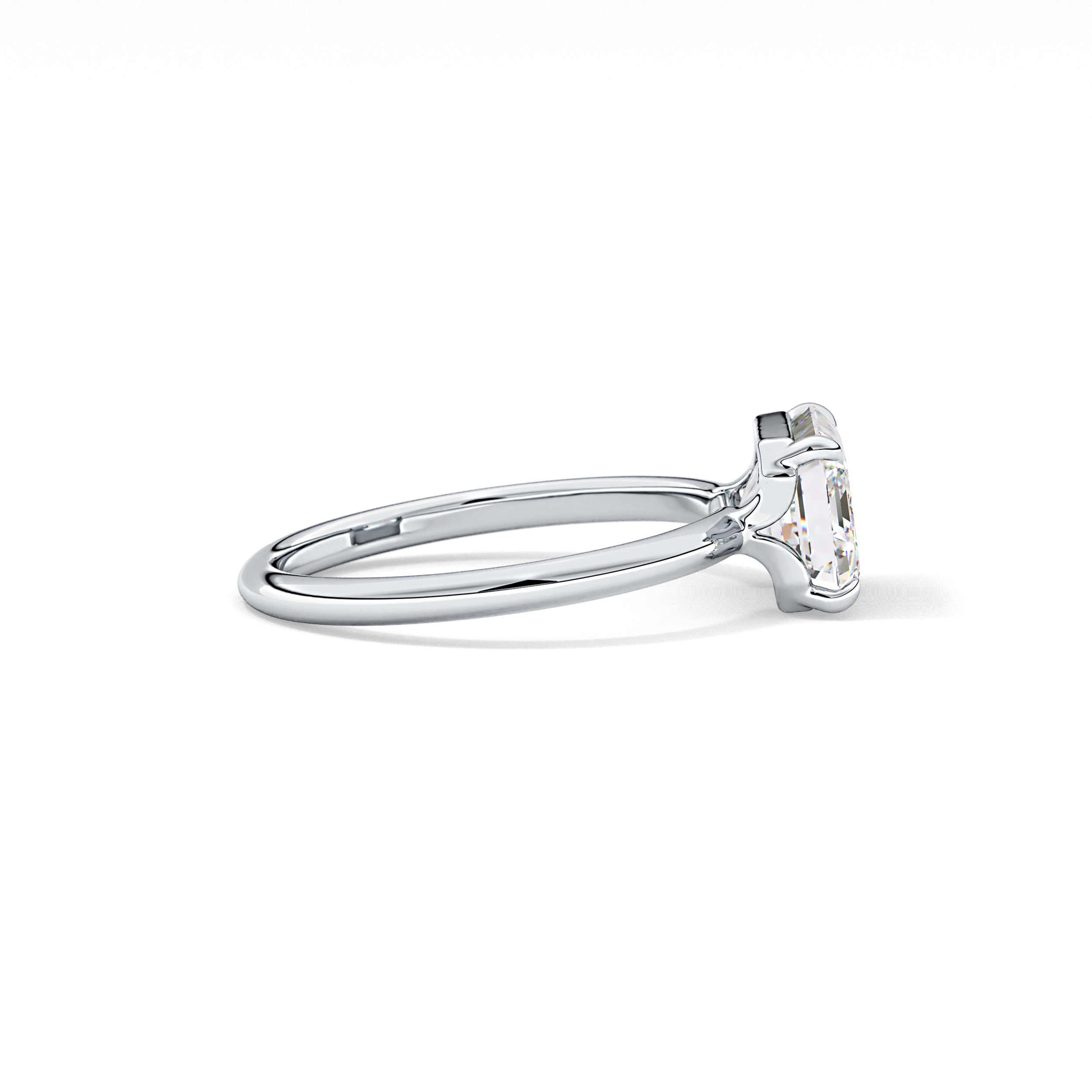 East West Emerald Solitaire Lab Grown Diamond Engagement Ring