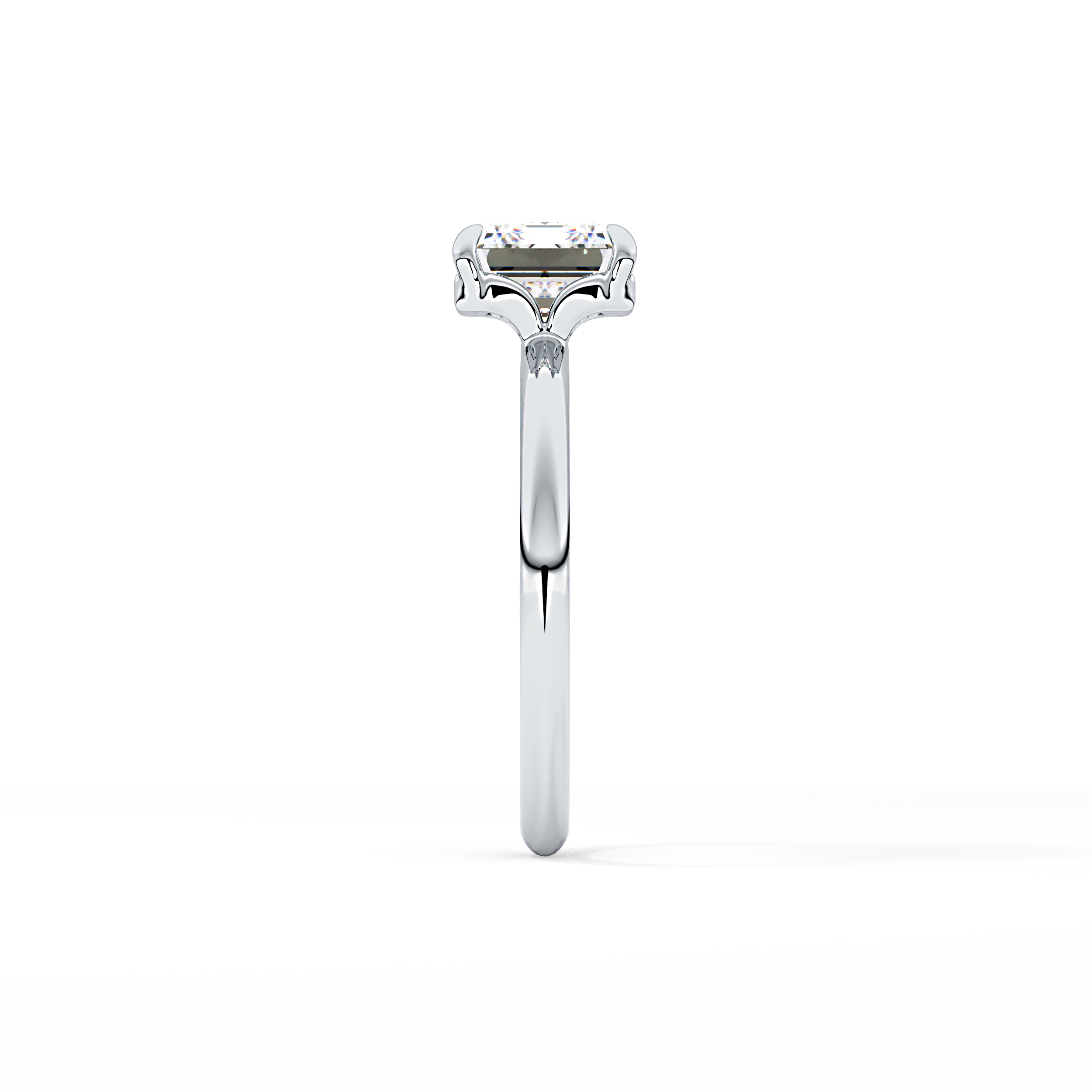 East West Emerald Solitaire Lab Grown Diamond Engagement Ring
