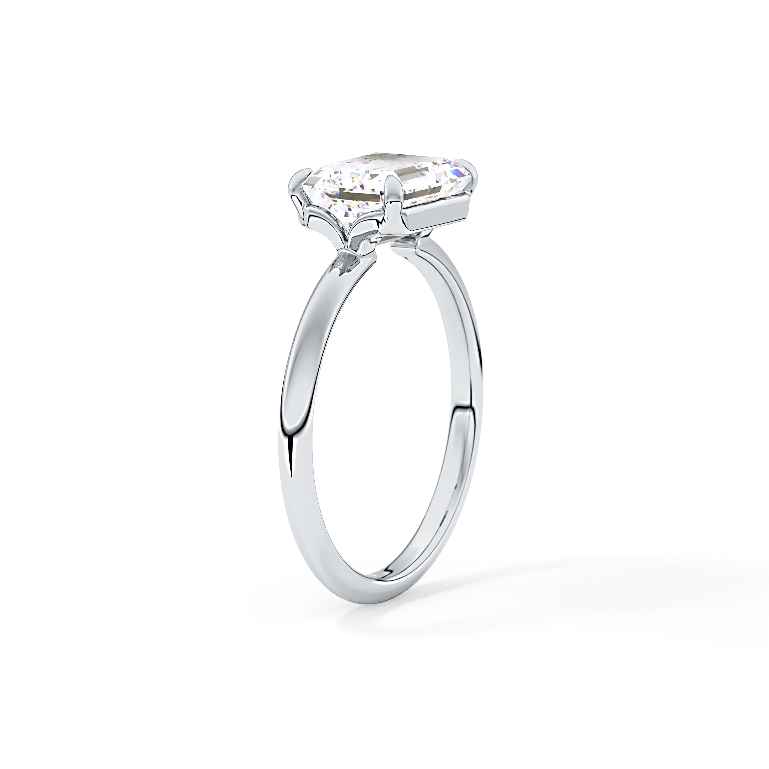 East West Emerald Solitaire Lab Grown Diamond Engagement Ring