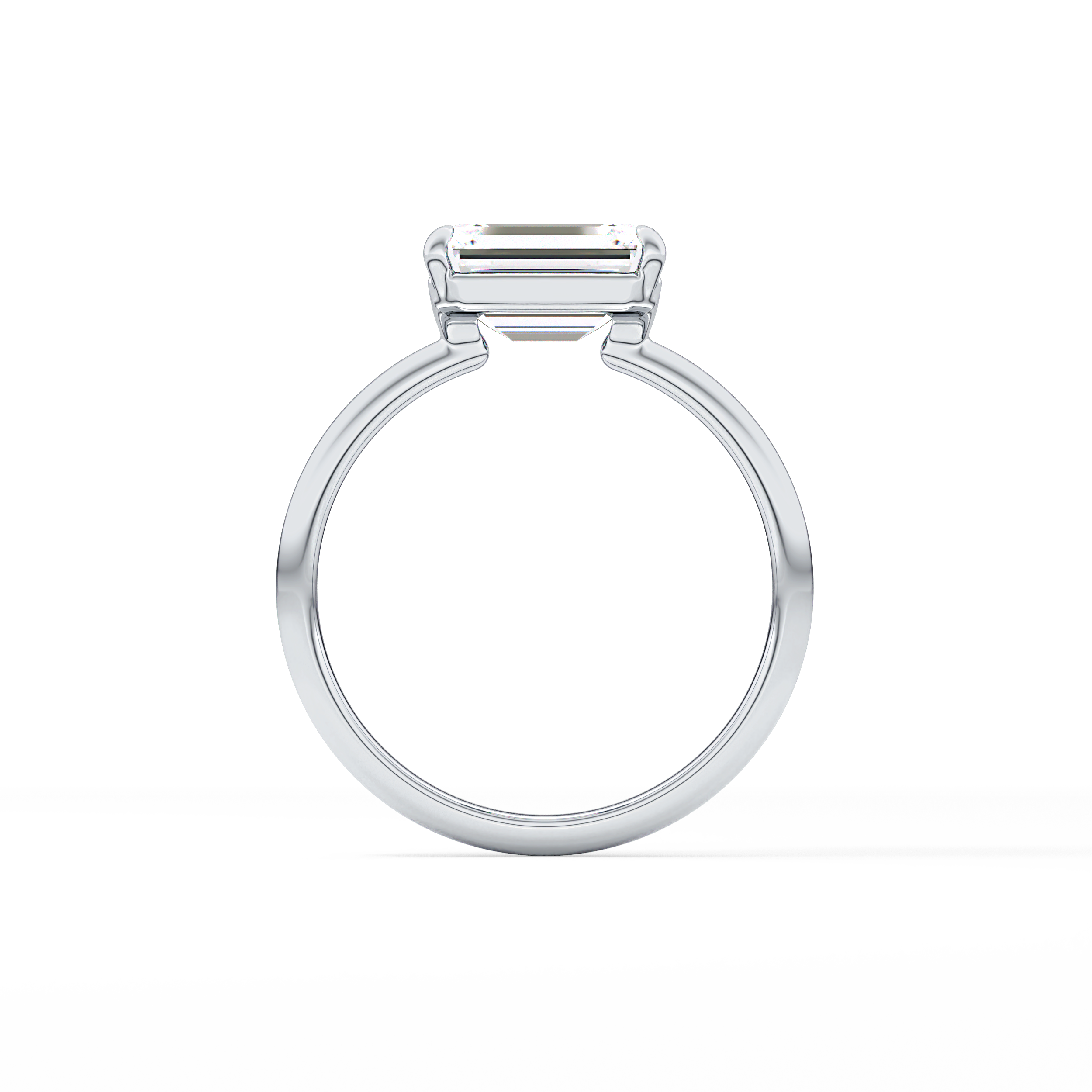 East West Emerald Solitaire Lab Grown Diamond Engagement Ring