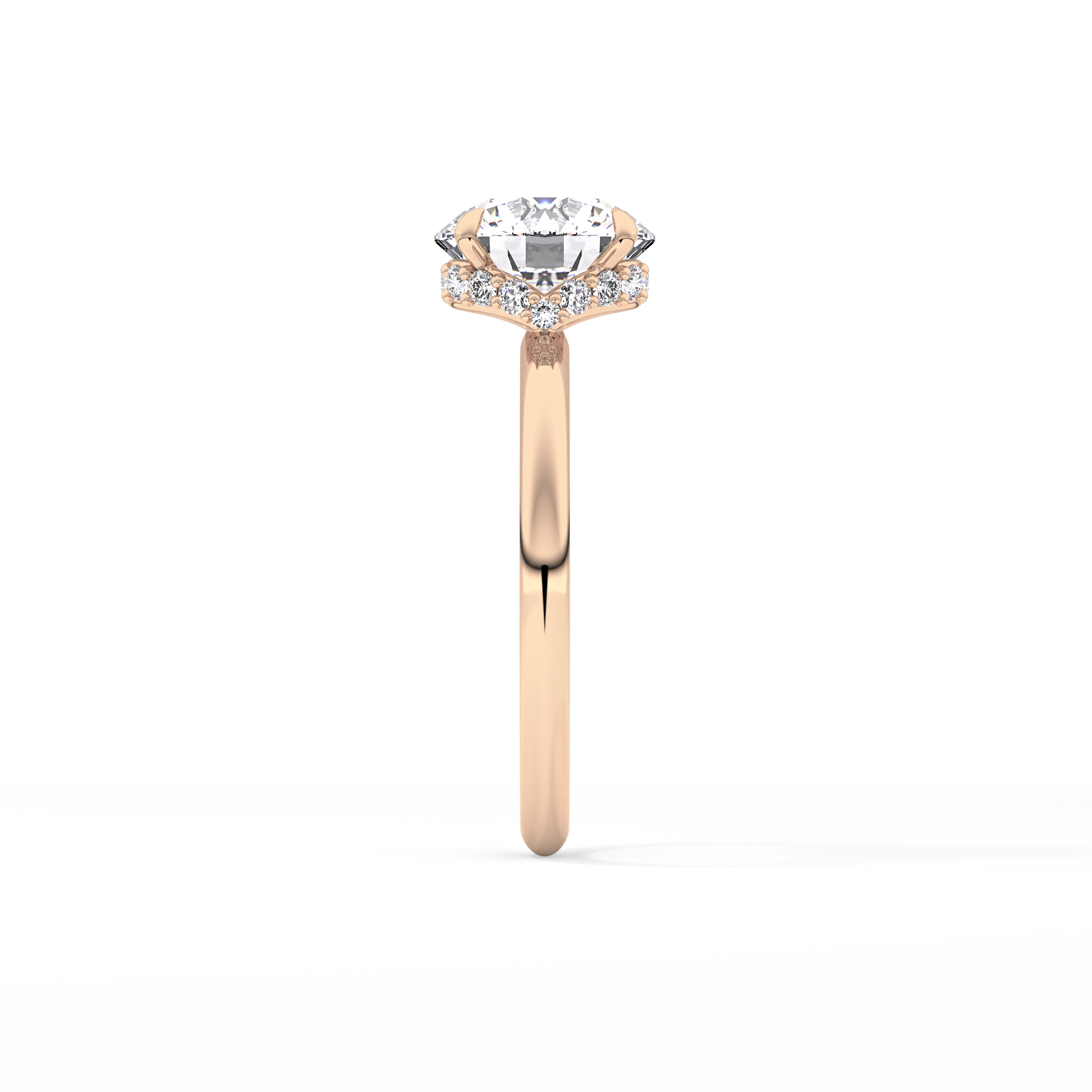 Round Hidden Halo Lab Grown Diamond Engagement Ring