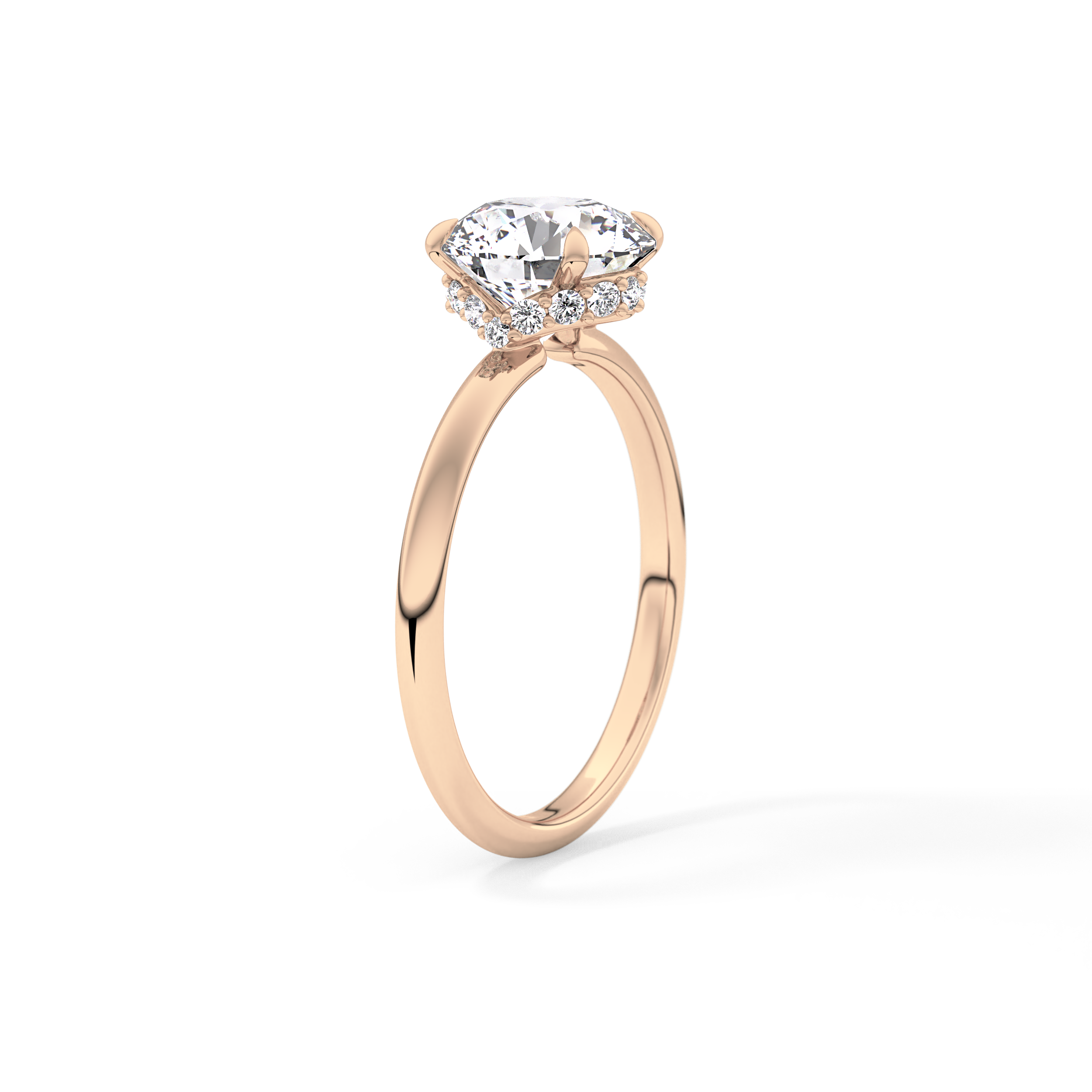 Round Hidden Halo Lab Grown Diamond Engagement Ring