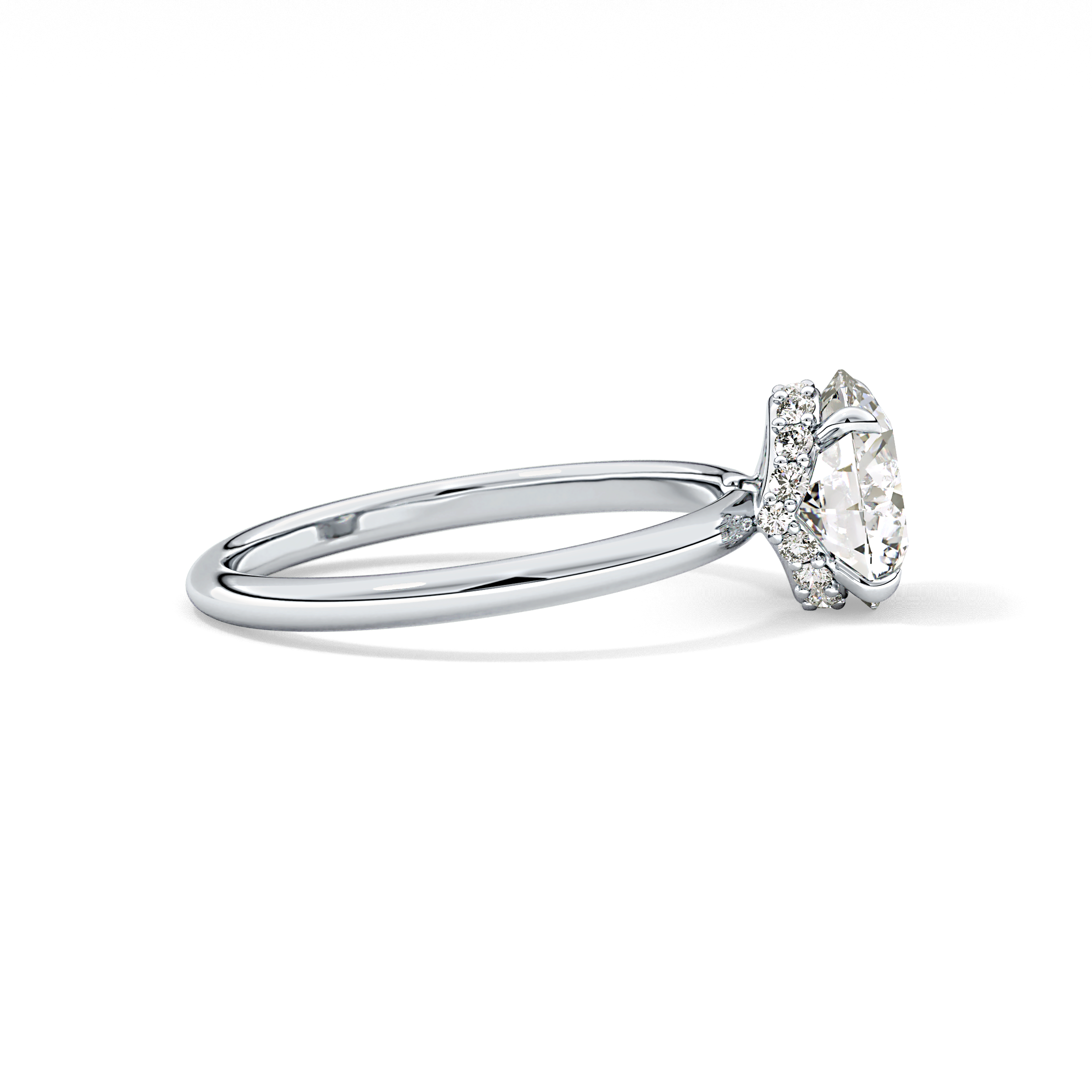 Round Hidden Halo Lab Grown Diamond Engagement Ring