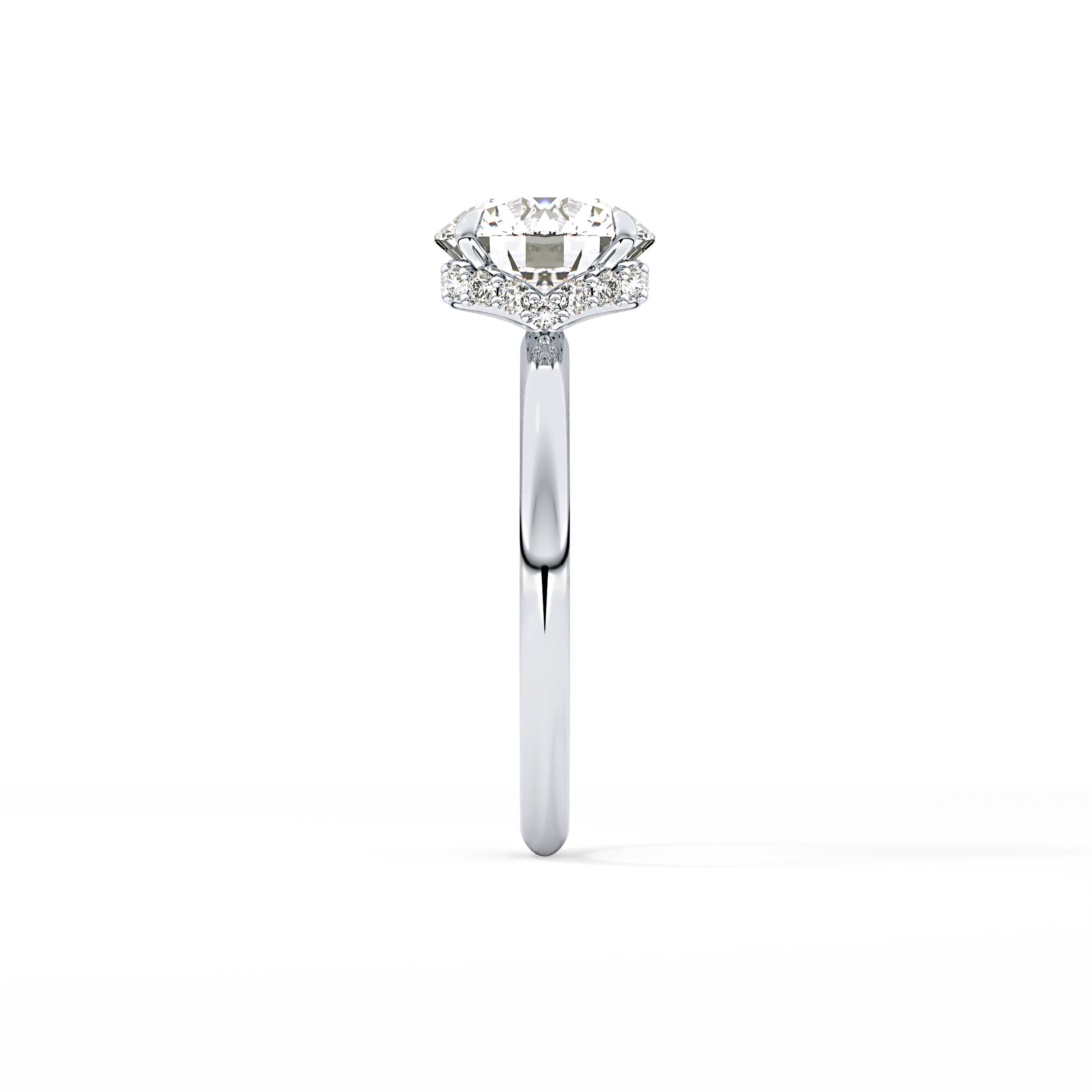Round Hidden Halo Lab Grown Diamond Engagement Ring
