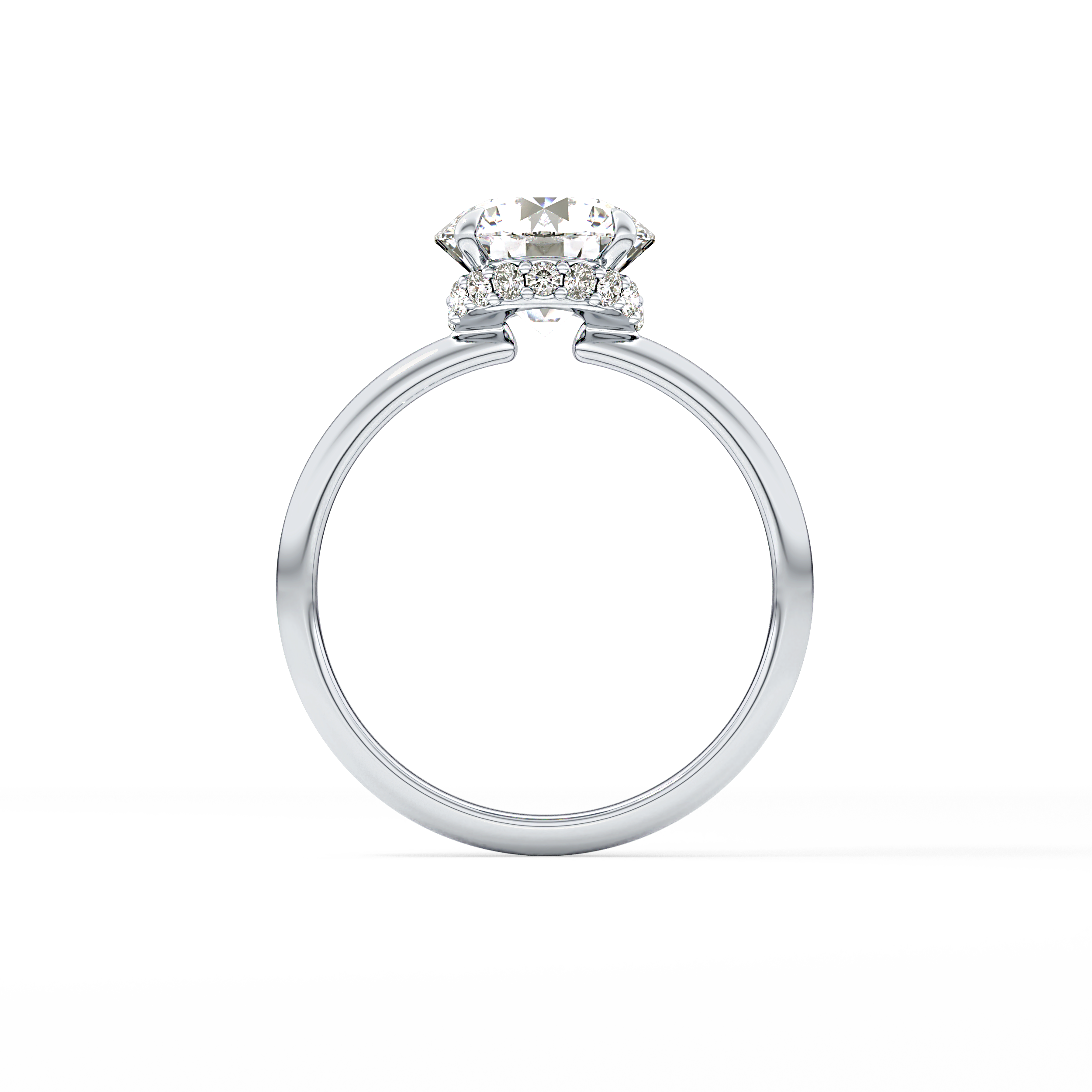Round Hidden Halo Lab Grown Diamond Engagement Ring