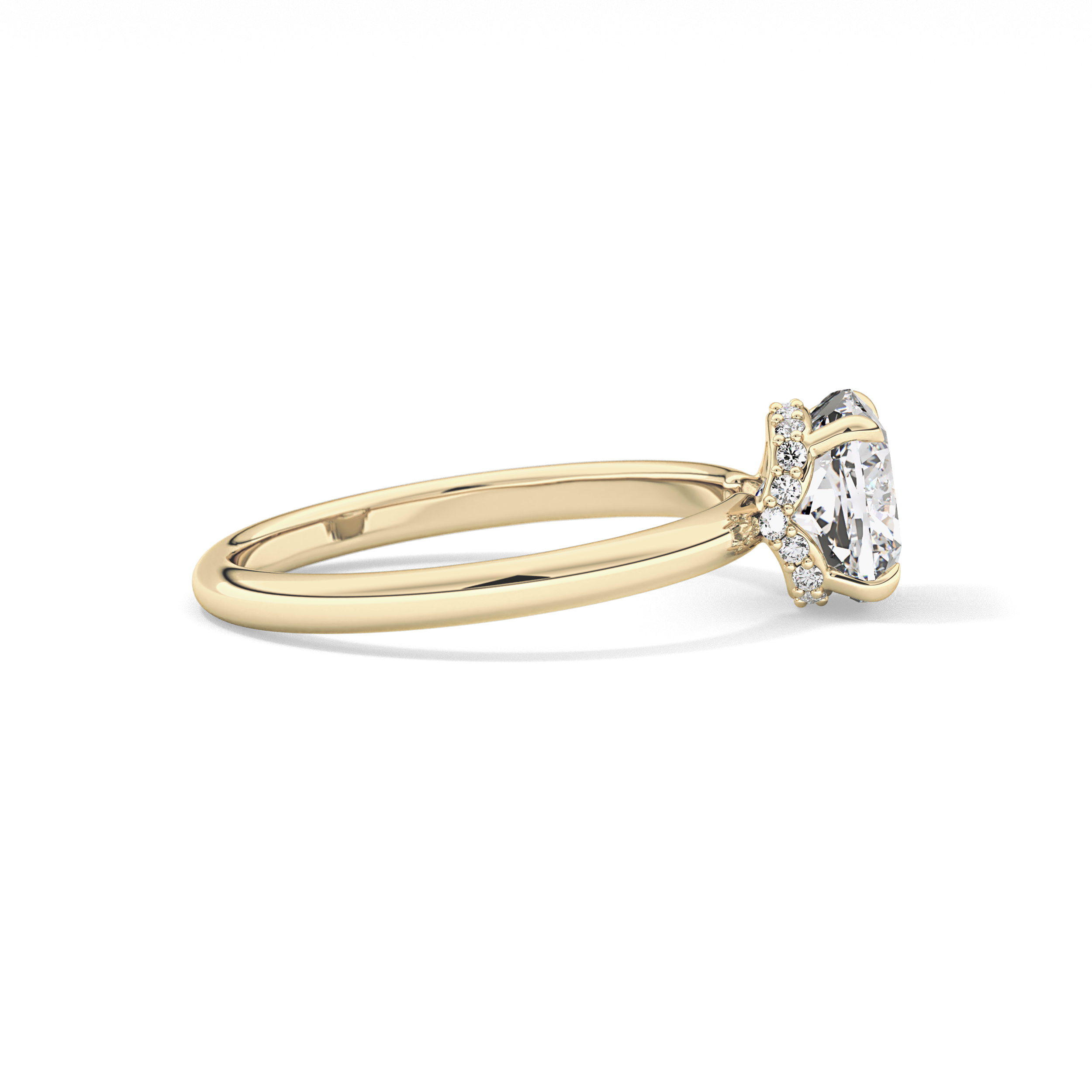 Cushion Hidden Halo Lab Grown Diamond Engagement Ring