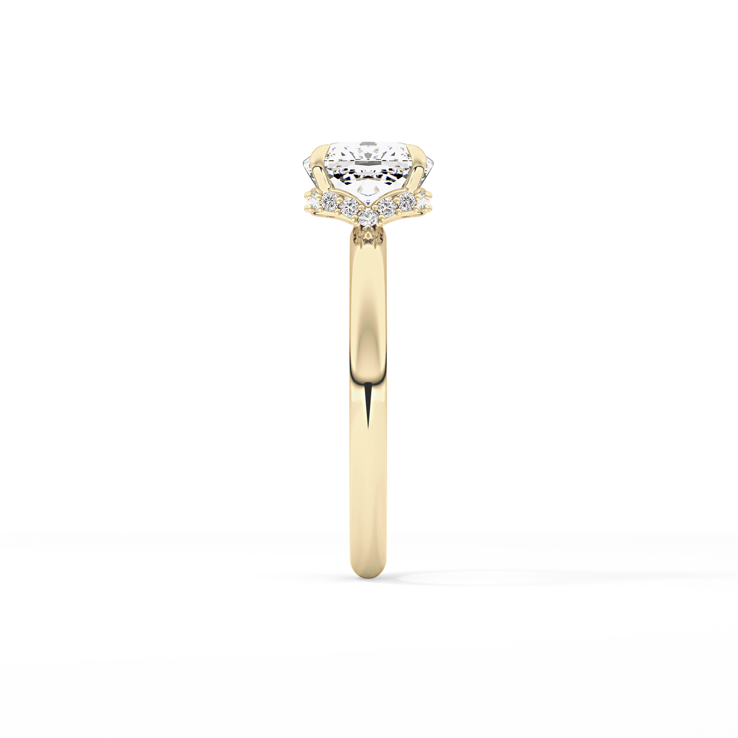 Cushion Hidden Halo Lab Grown Diamond Engagement Ring