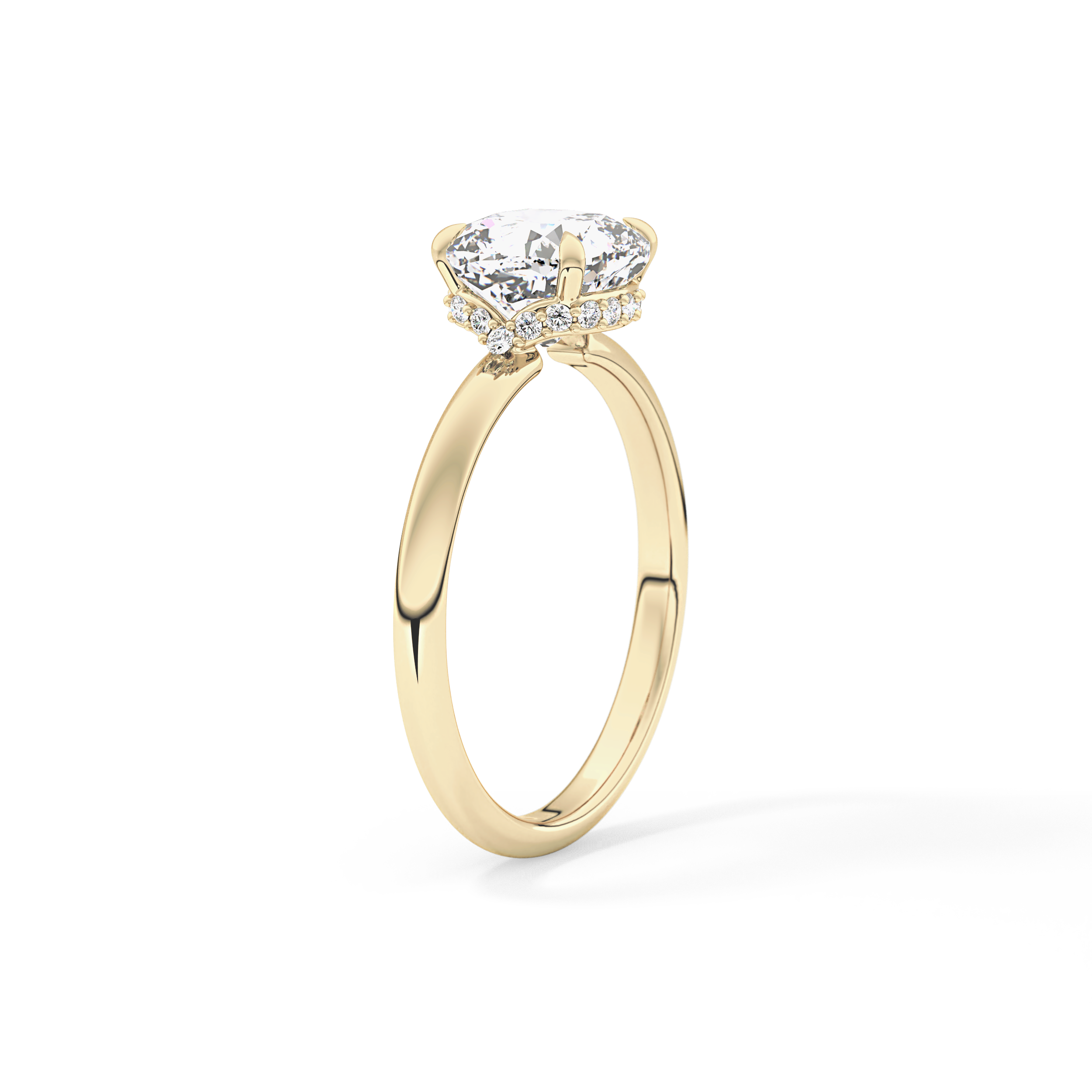 Cushion Hidden Halo Lab Grown Diamond Engagement Ring
