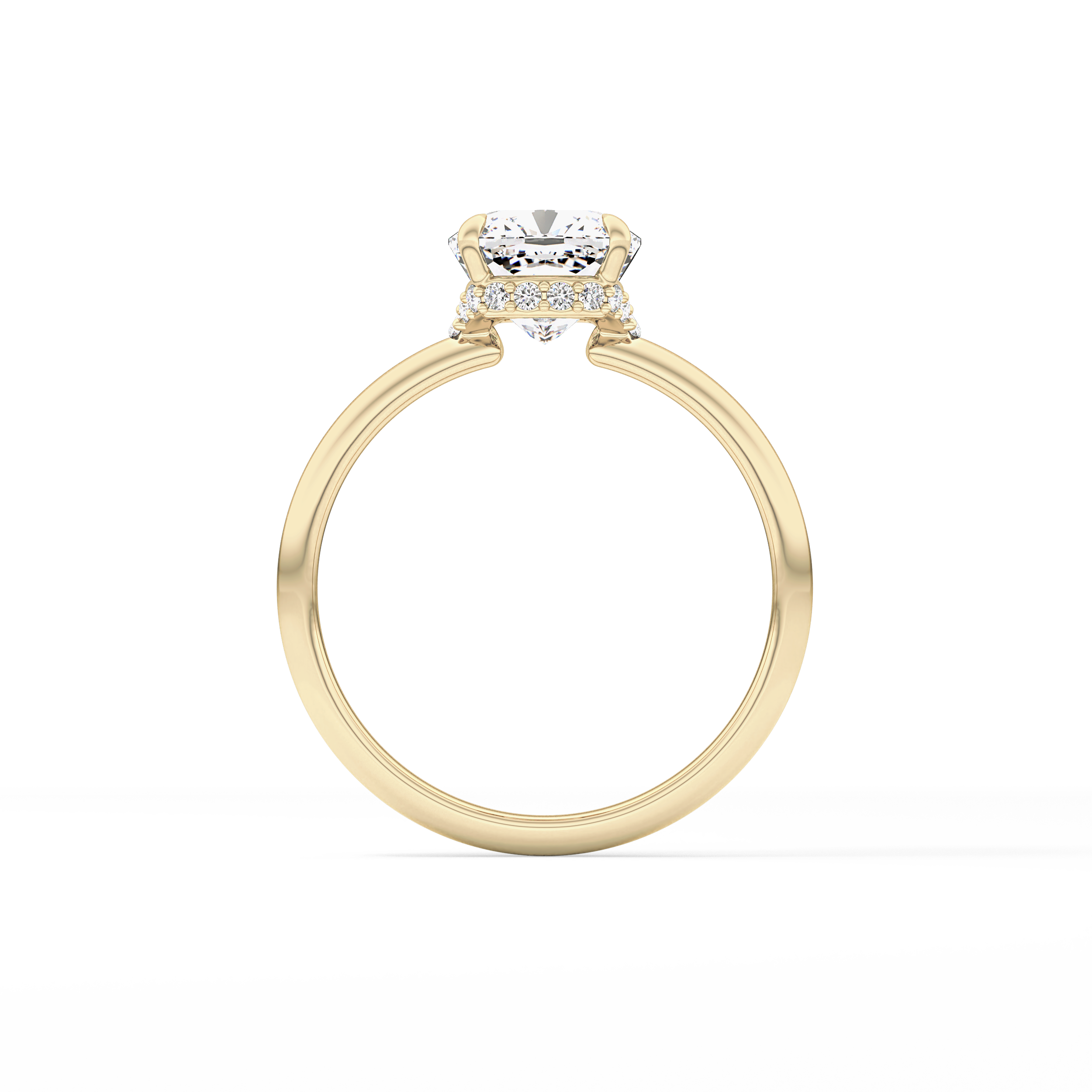 Cushion Hidden Halo Lab Grown Diamond Engagement Ring