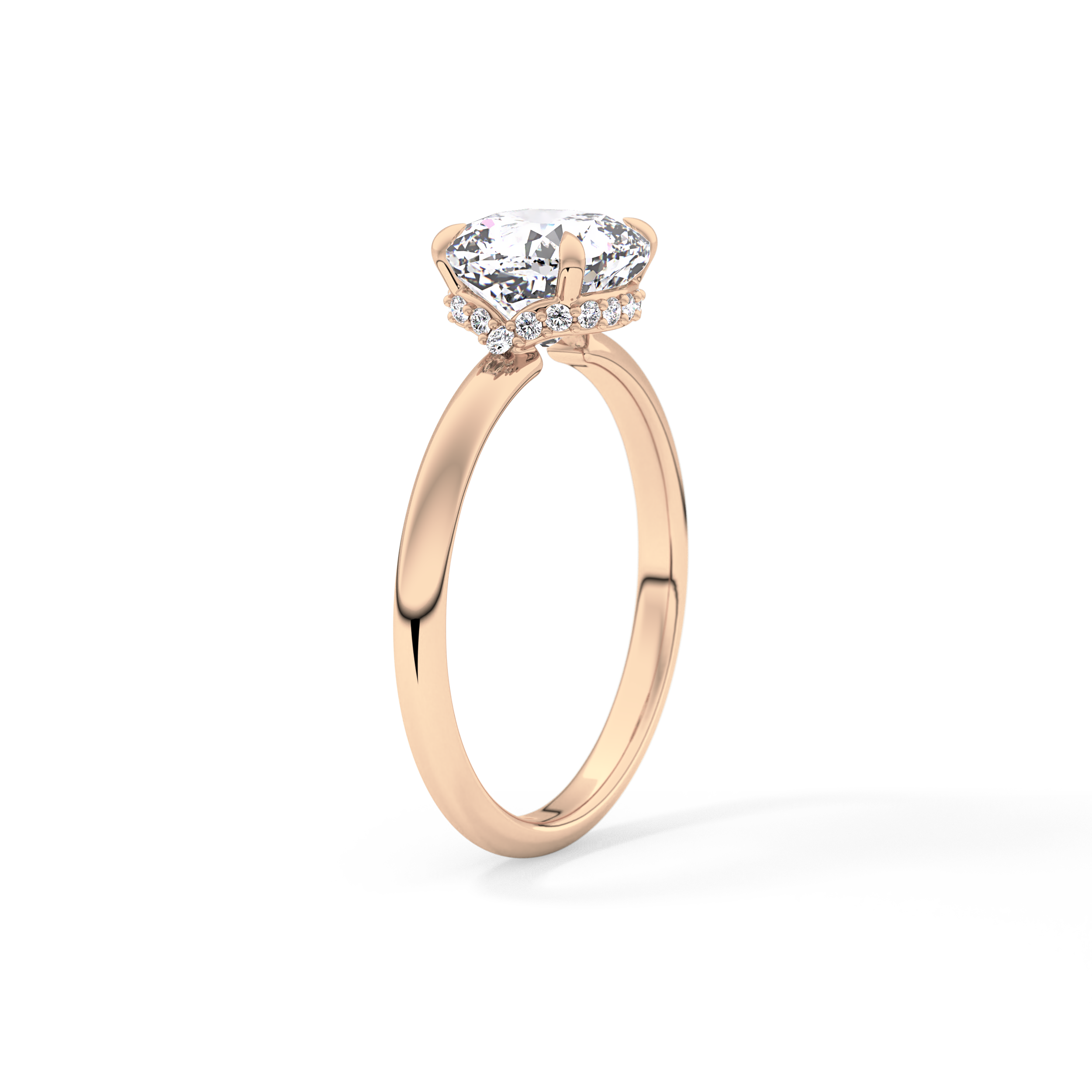 Cushion Hidden Halo Lab Grown Diamond Engagement Ring