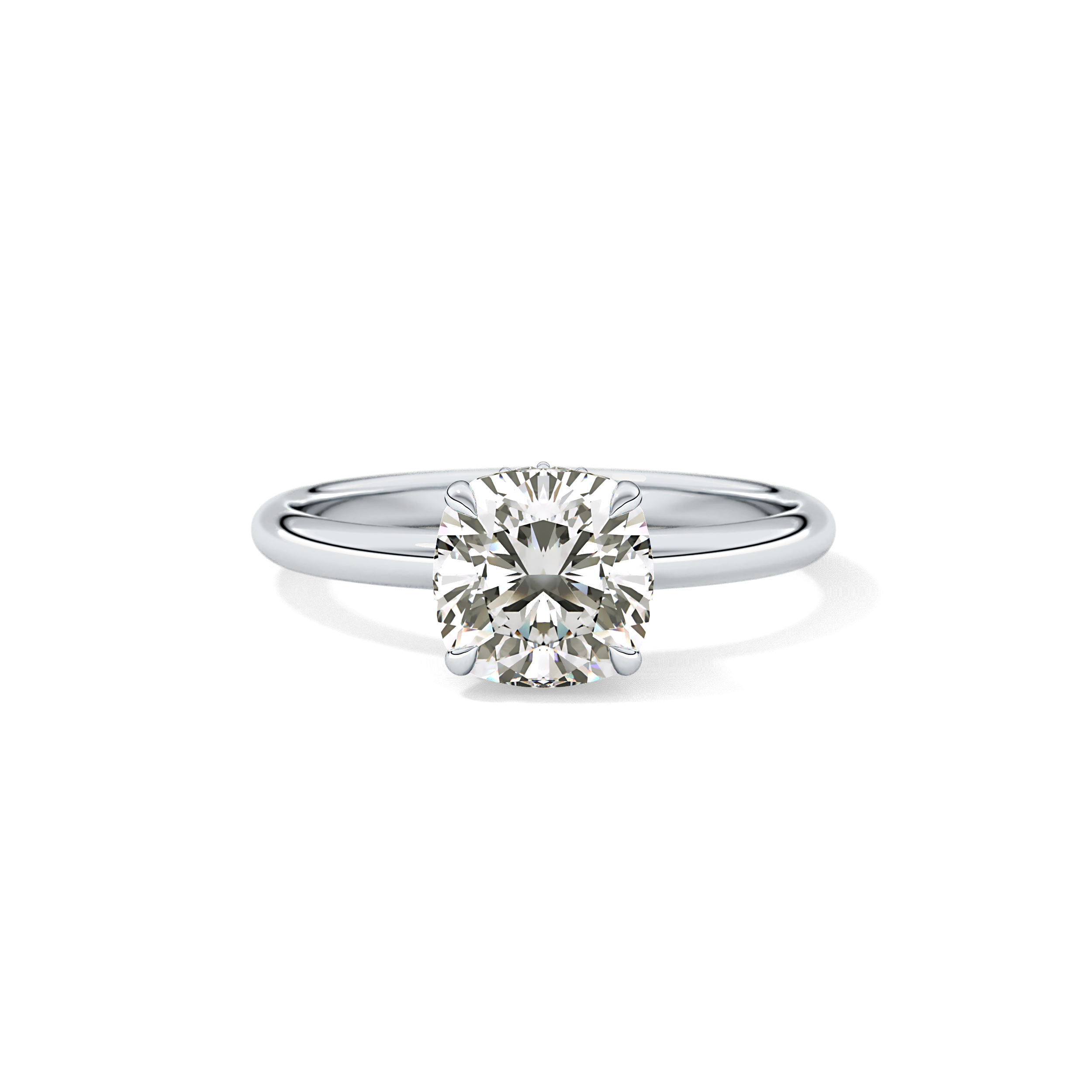 Cushion Hidden Halo Lab Grown Diamond Engagement Ring