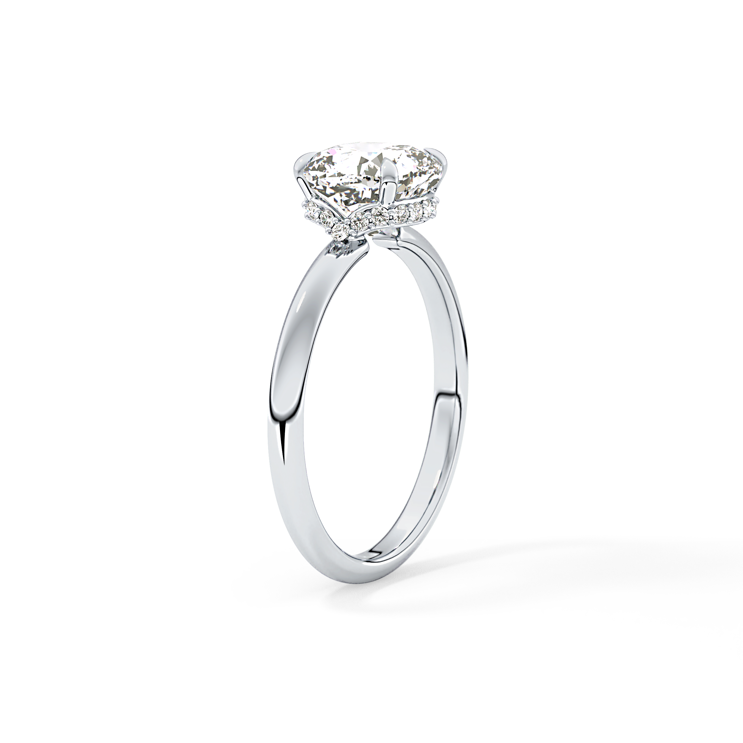 Cushion Hidden Halo Lab Grown Diamond Engagement Ring