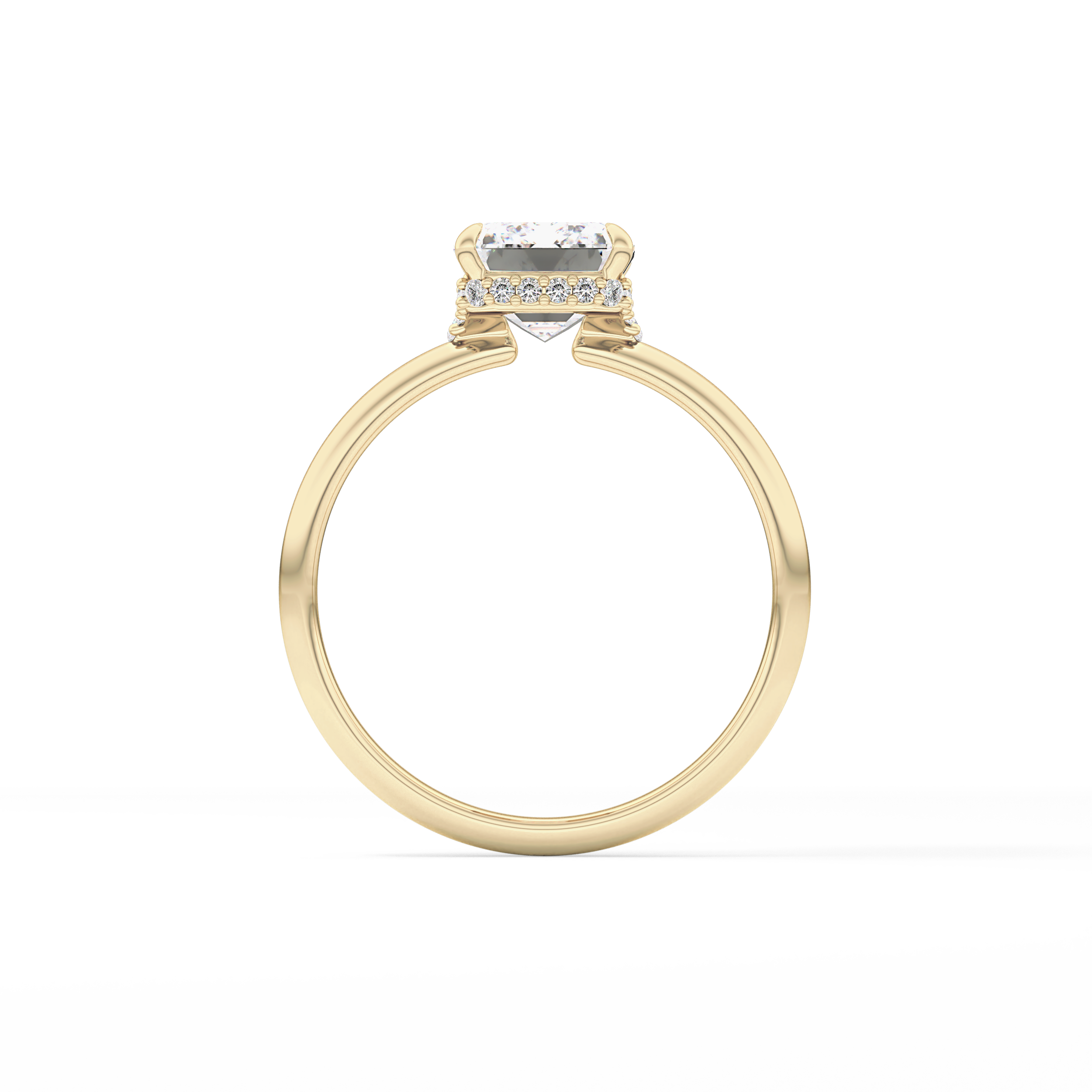 Emerald Hidden Halo Lab Grown Diamond Engagement Ring