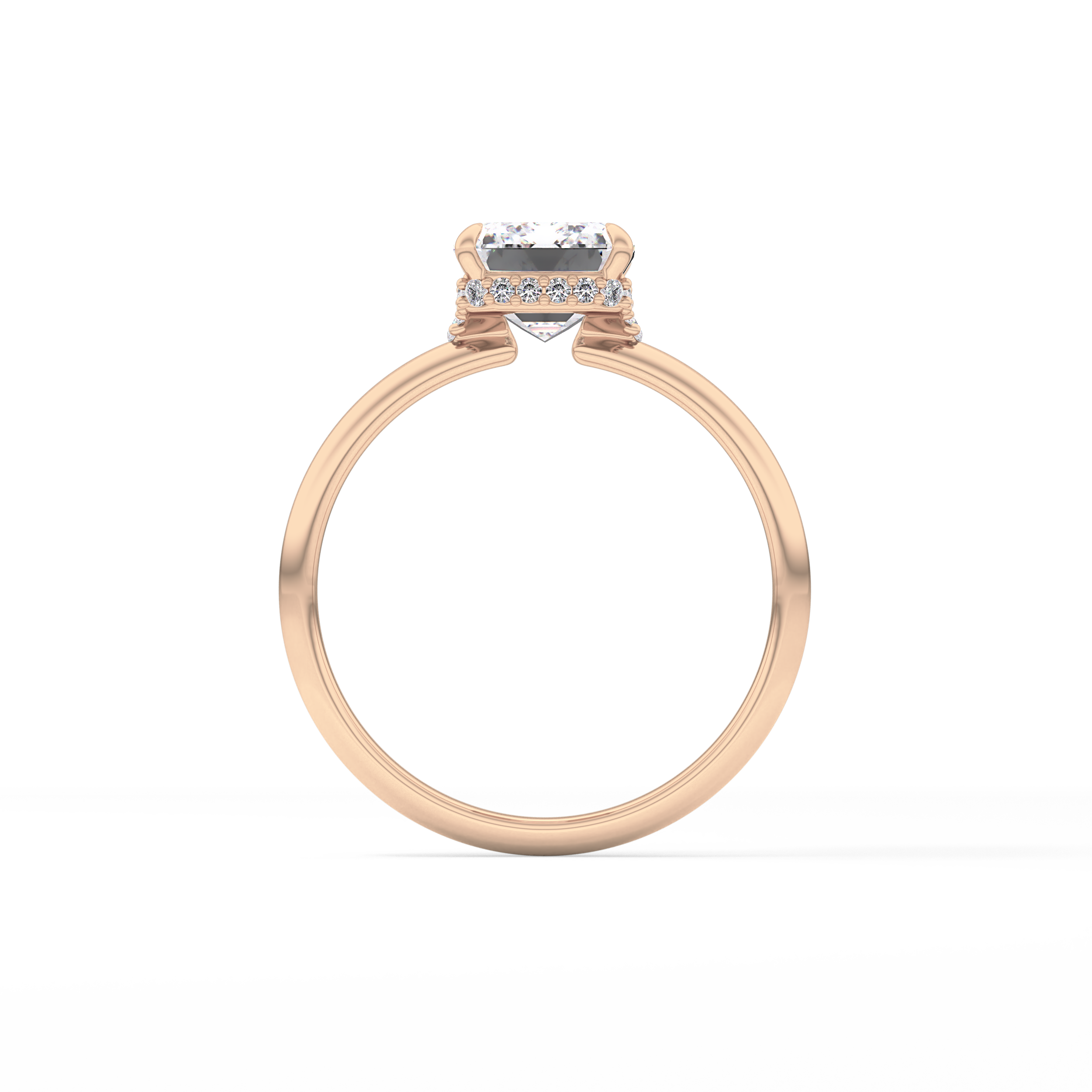 Emerald Hidden Halo Lab Grown Diamond Engagement Ring