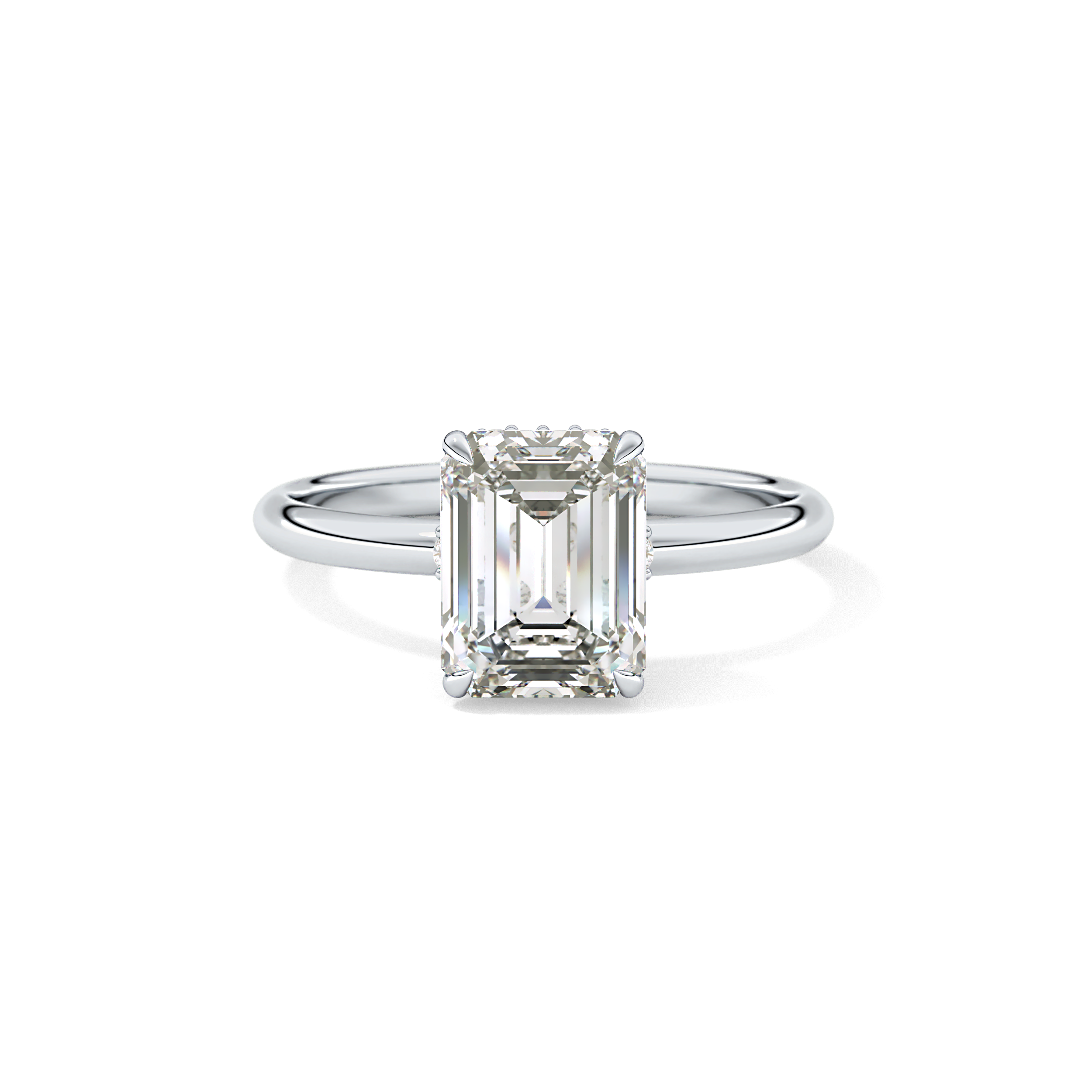 Emerald Hidden Halo Lab Grown Diamond Engagement Ring