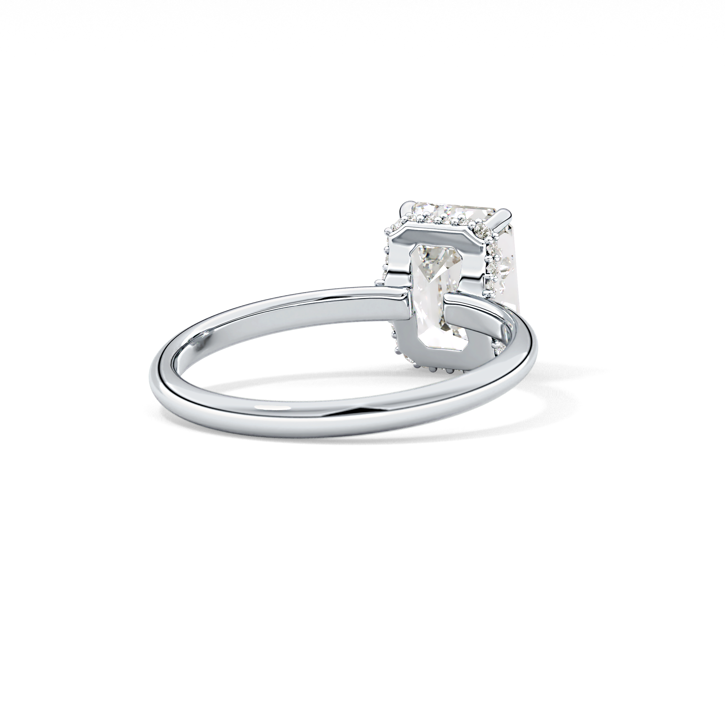 Emerald Hidden Halo Lab Grown Diamond Engagement Ring