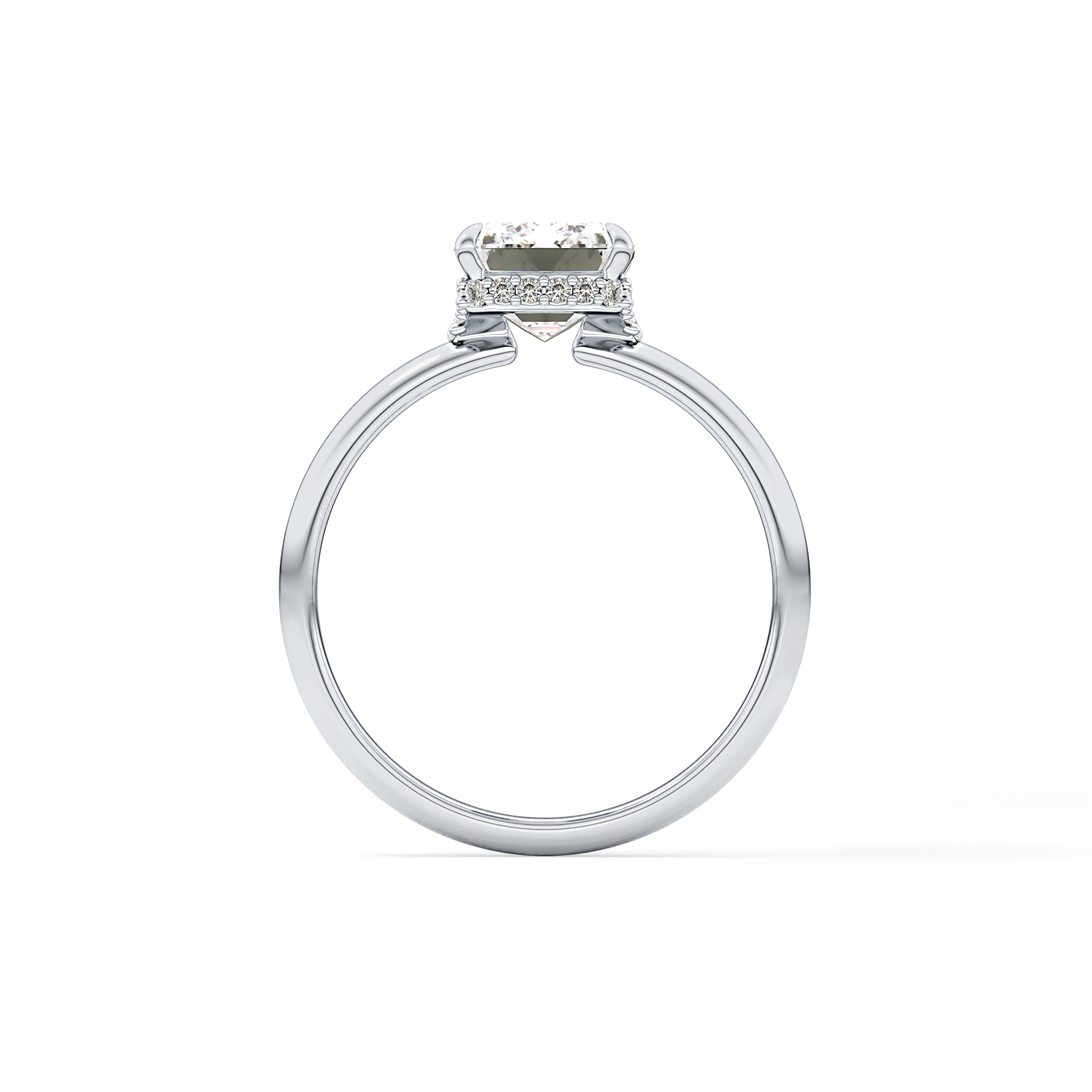 Emerald Hidden Halo Lab Grown Diamond Engagement Ring
