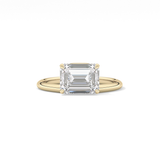 East West Emerald Solitaire Lab Grown Diamond Engagement Ring