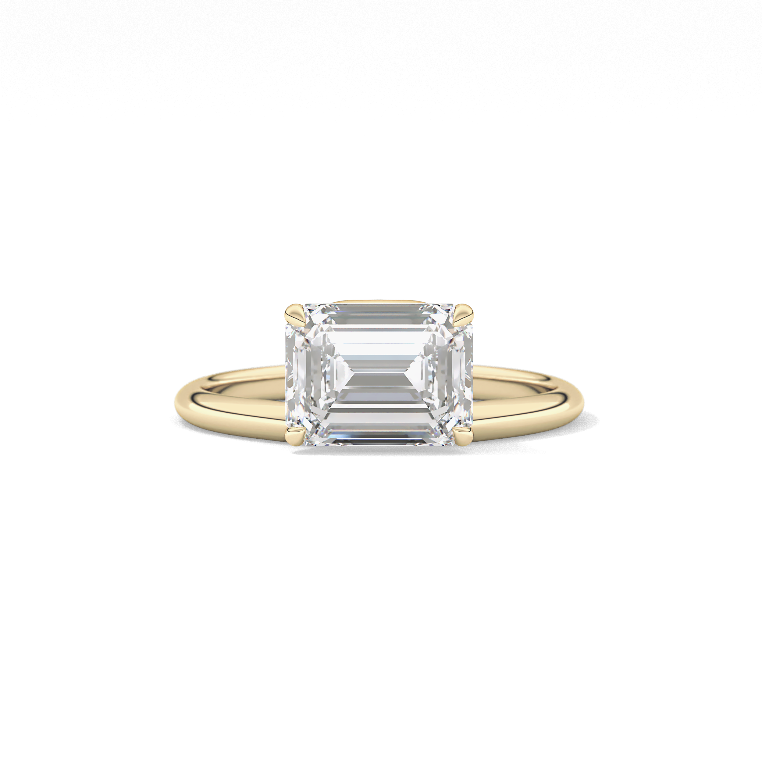East West Emerald Solitaire Lab Grown Diamond Engagement Ring