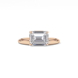 East West Emerald Solitaire Lab Grown Diamond Engagement Ring