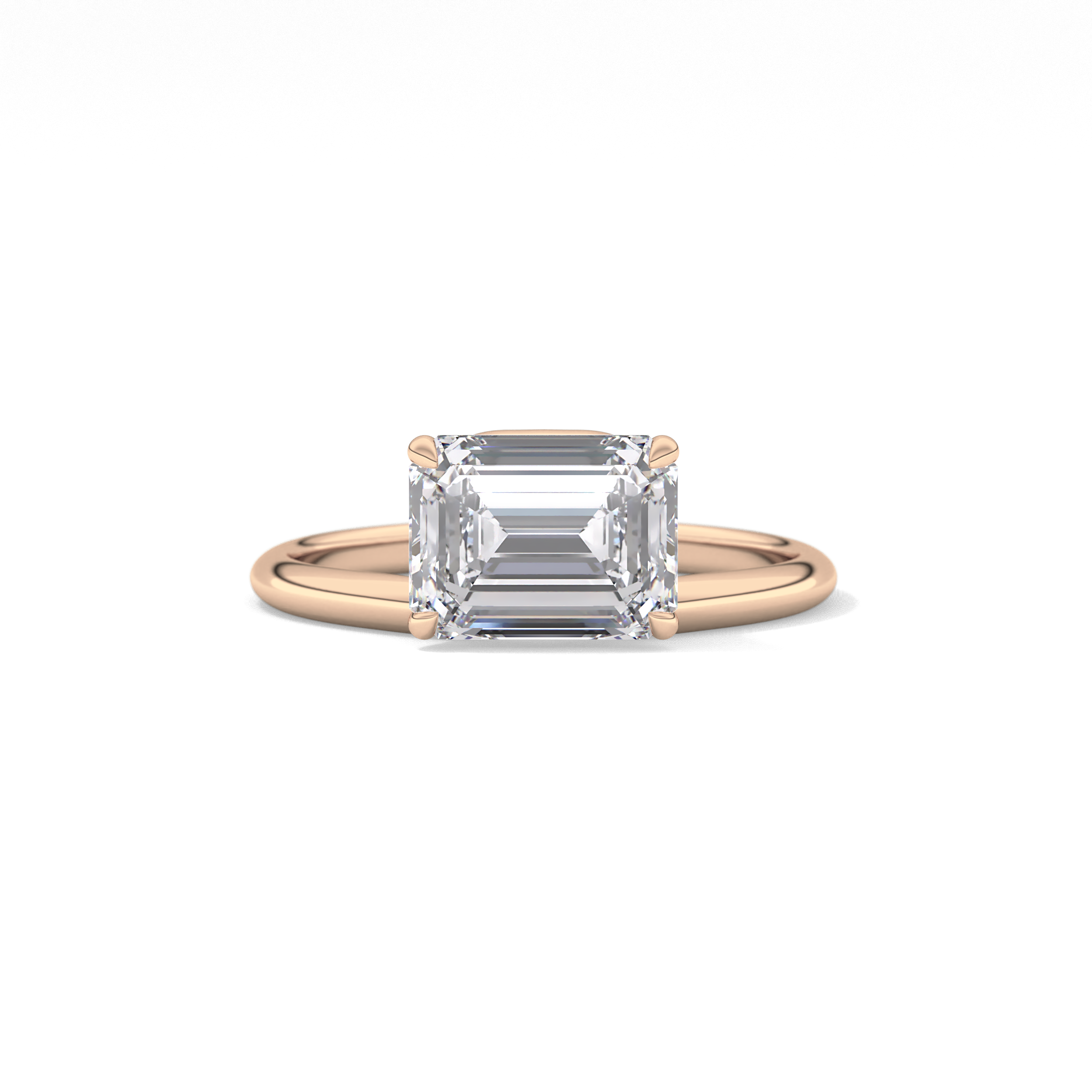 East West Emerald Solitaire Lab Grown Diamond Engagement Ring