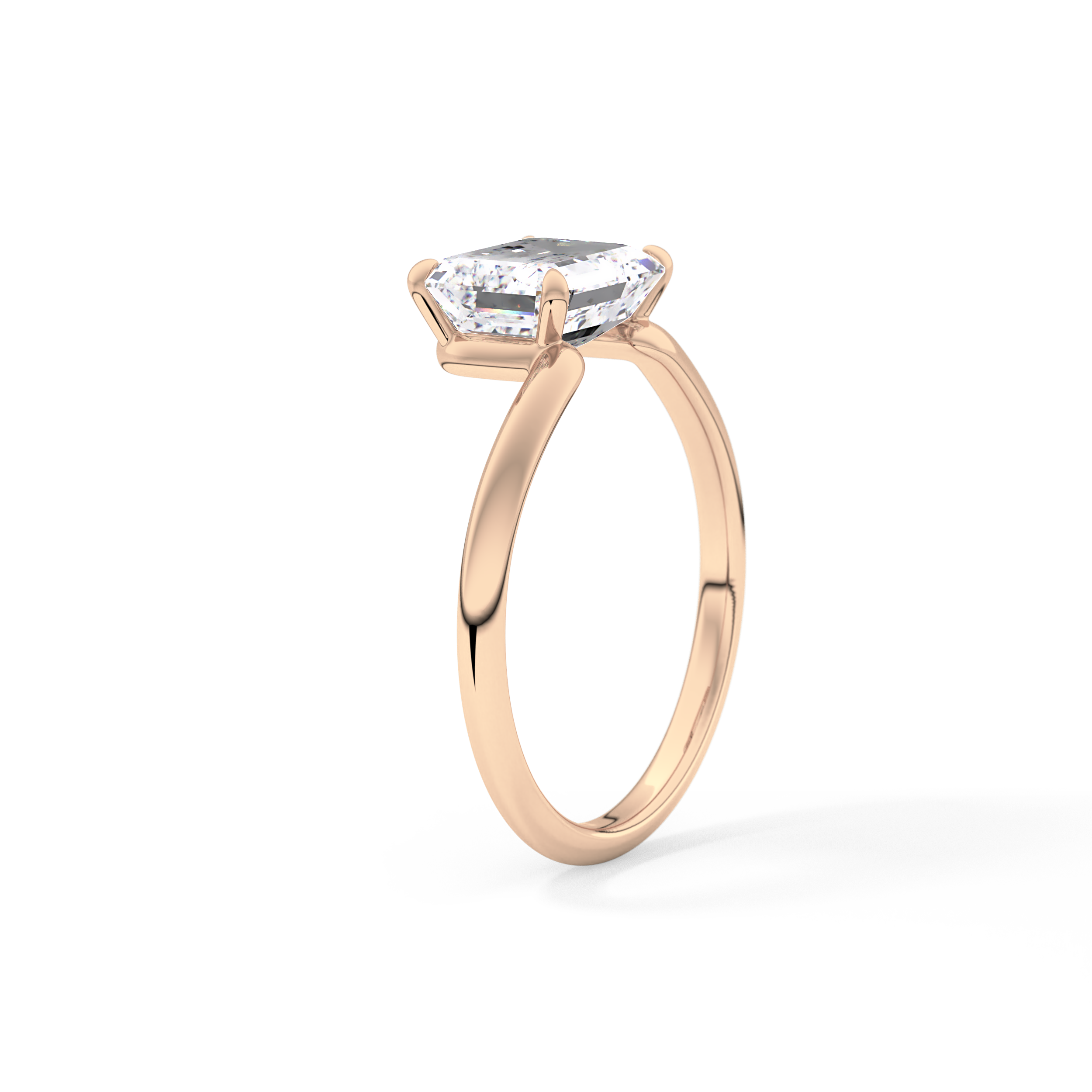 East West Emerald Solitaire Lab Grown Diamond Engagement Ring