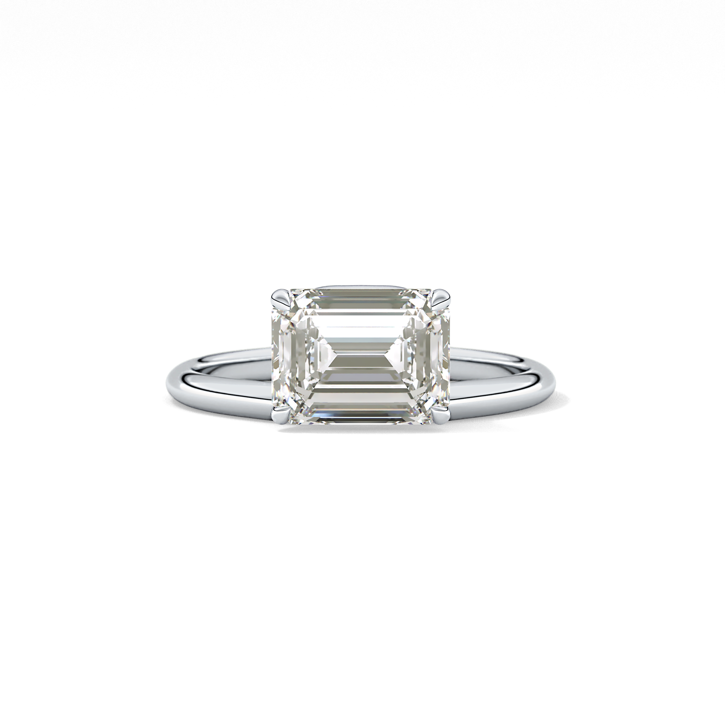 East West Emerald Solitaire Lab Grown Diamond Engagement Ring