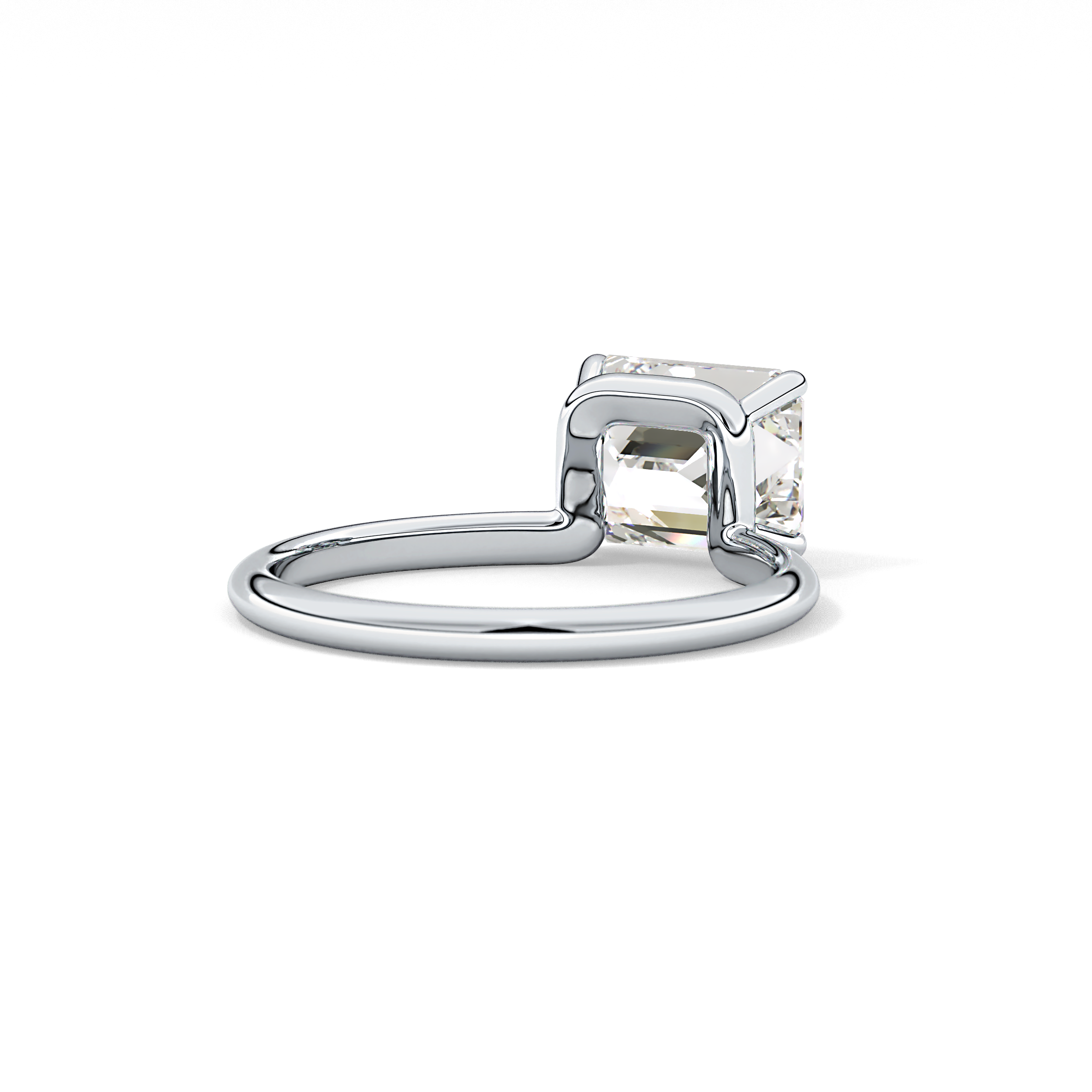 East West Emerald Solitaire Lab Grown Diamond Engagement Ring