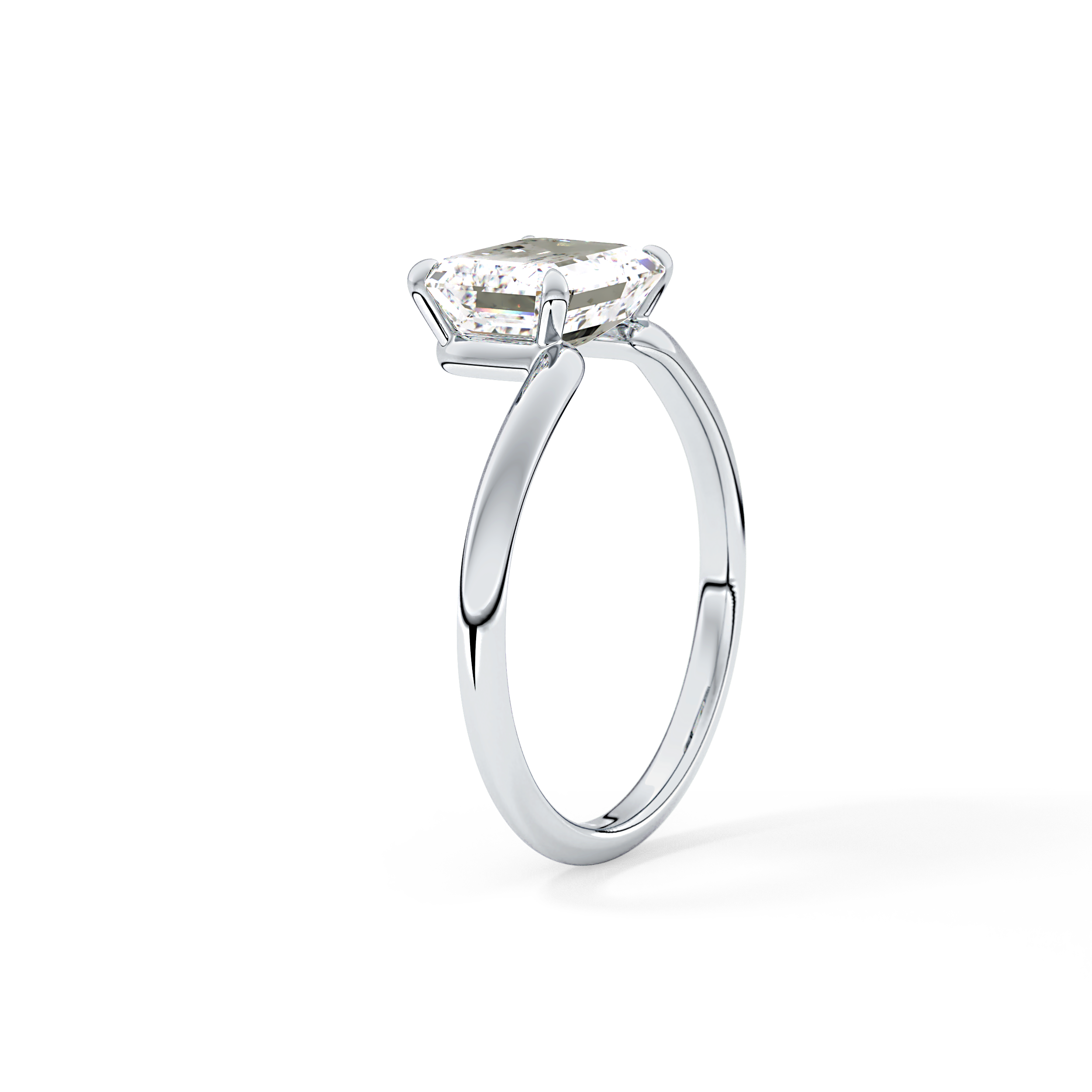 East West Emerald Solitaire Lab Grown Diamond Engagement Ring