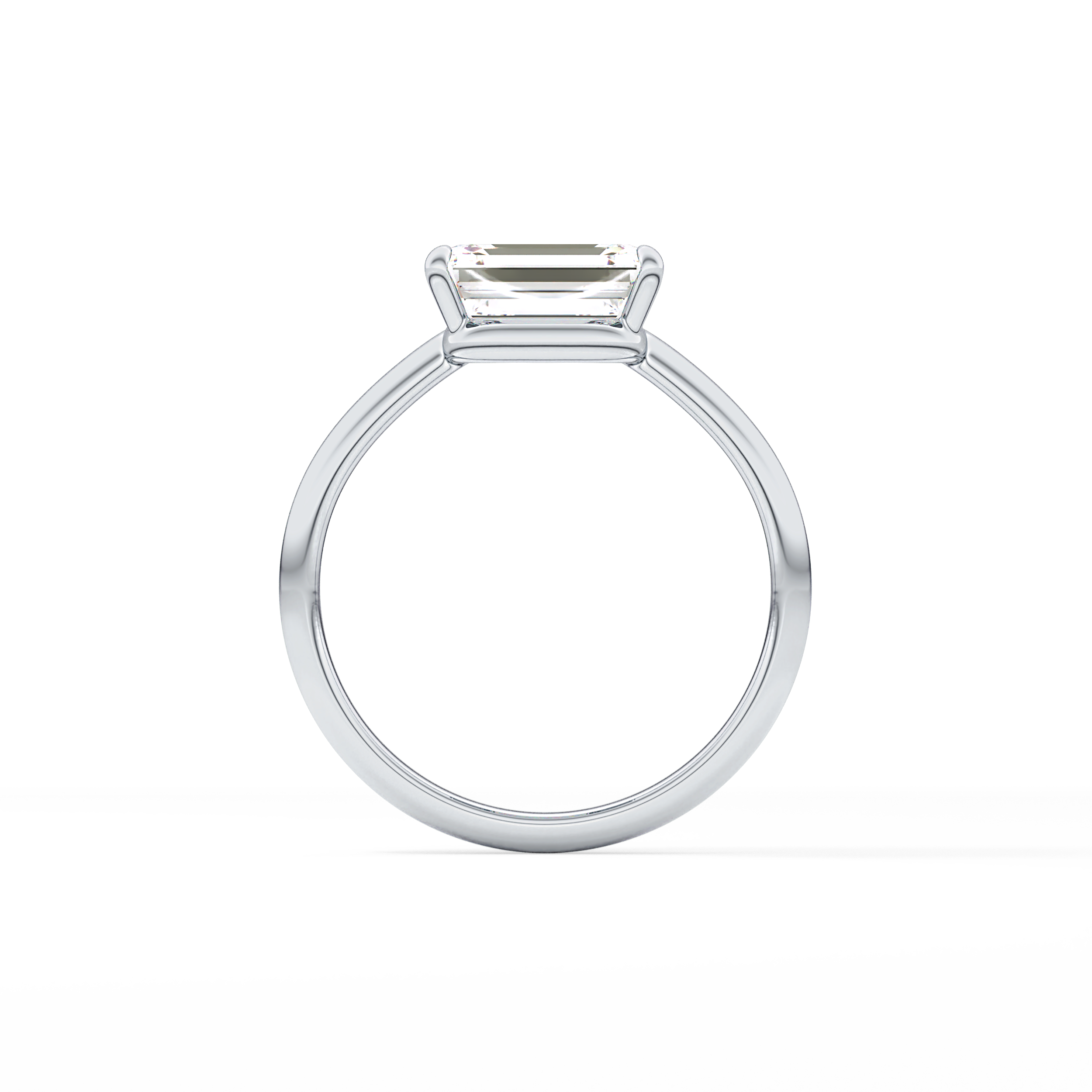East West Emerald Solitaire Lab Grown Diamond Engagement Ring